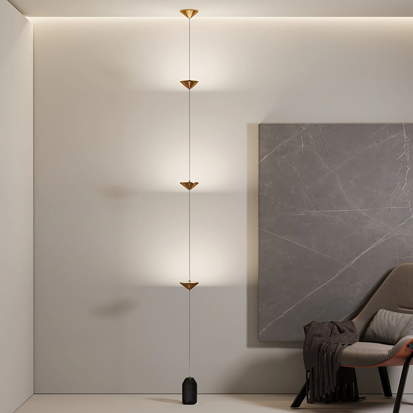 Soreluna Floor Lamp - ∅ 3.9″ x H 126″ / Dia 10cm x H 320cm / Gold & Black / US plug
