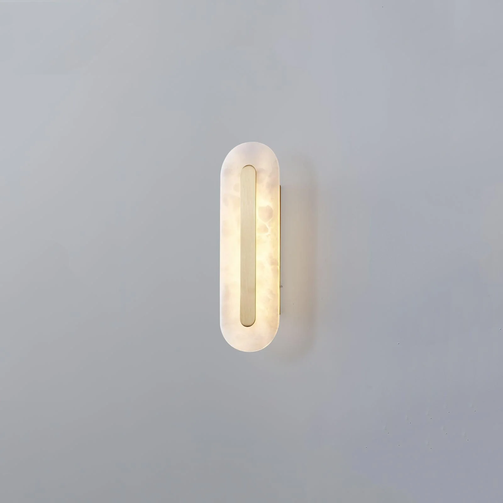 Alabaster Rounded Wall Light - ∅ 5.5″ x H 23.6″ Set of 2 / White＆Brass / Warm Light