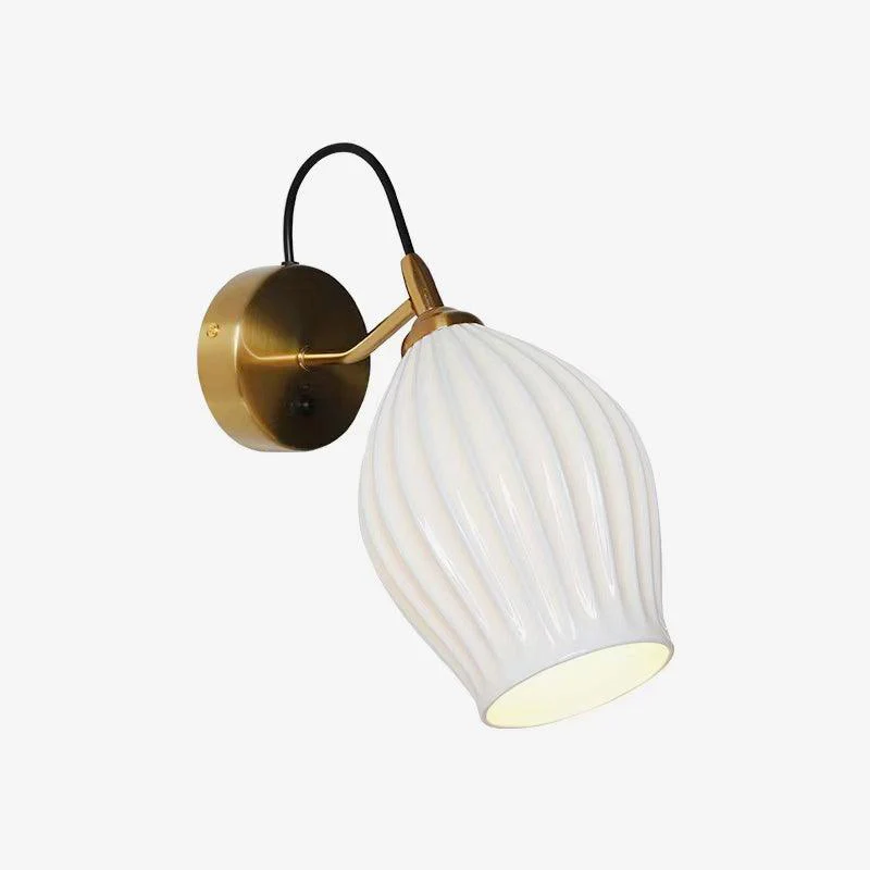 Ceramic Ribbed Wall light - Set of 2 / Copper