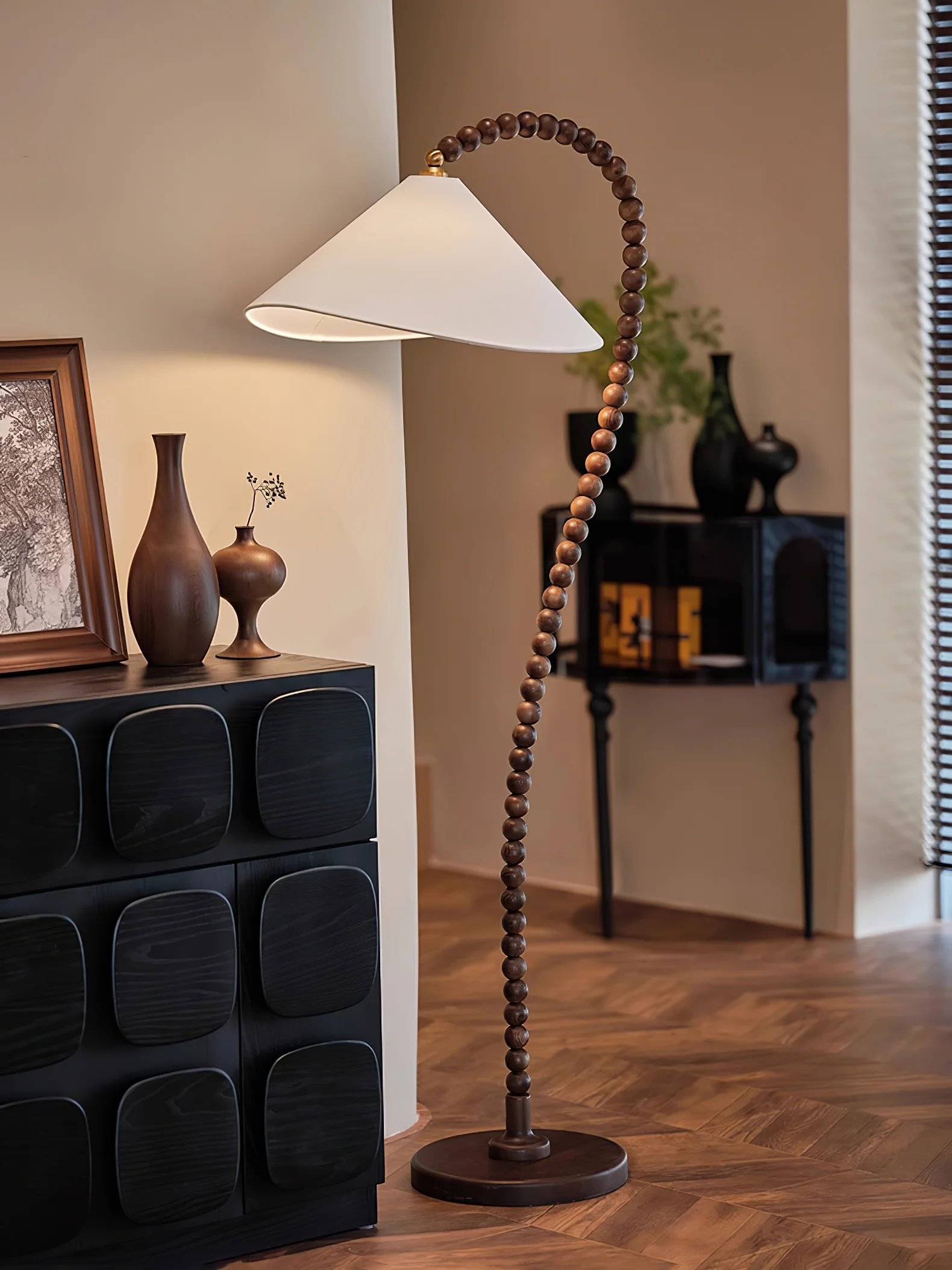 Торшер Wooden Bead - модель A ∅50см x 170см, орех