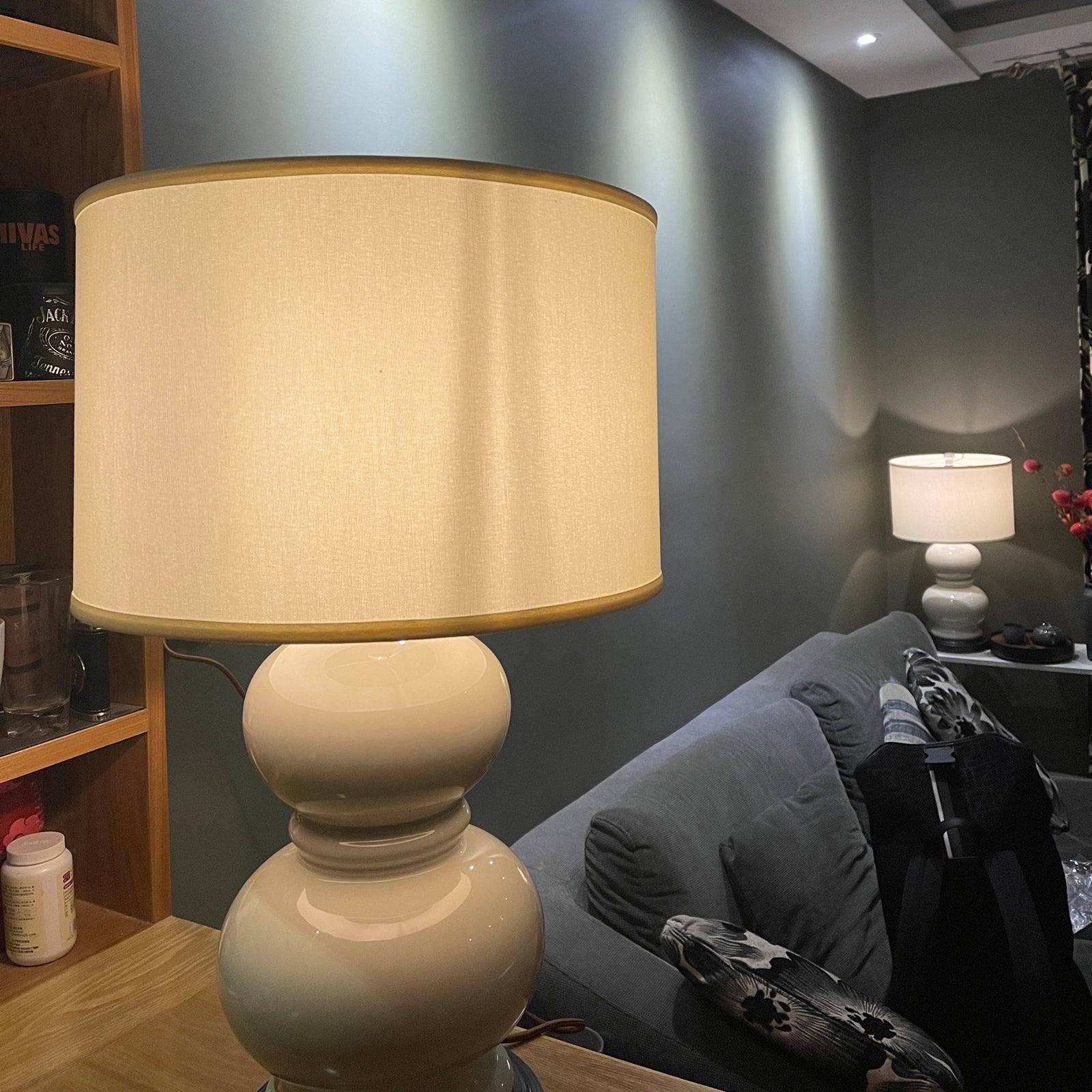 Ceramic Gourd Table Lamp - ∅ 14.9″ x H 26.7″ / Dia 38cm x H 68cm / White / US plug