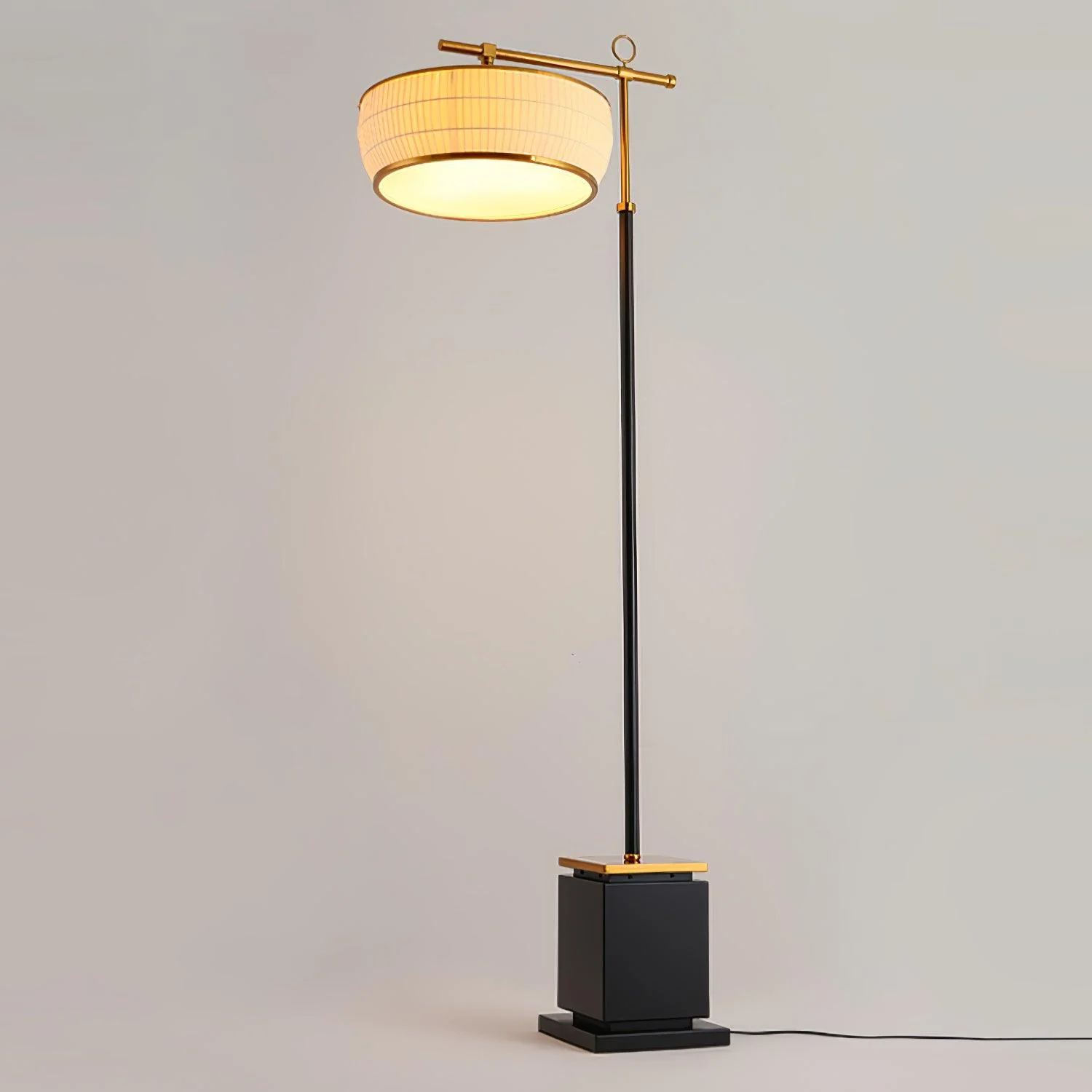 Hejun Fabric Floor Lamp - W 24.4″ x H 68.5″ / W 62cm x H 174cm / Black & Gold / AU plug