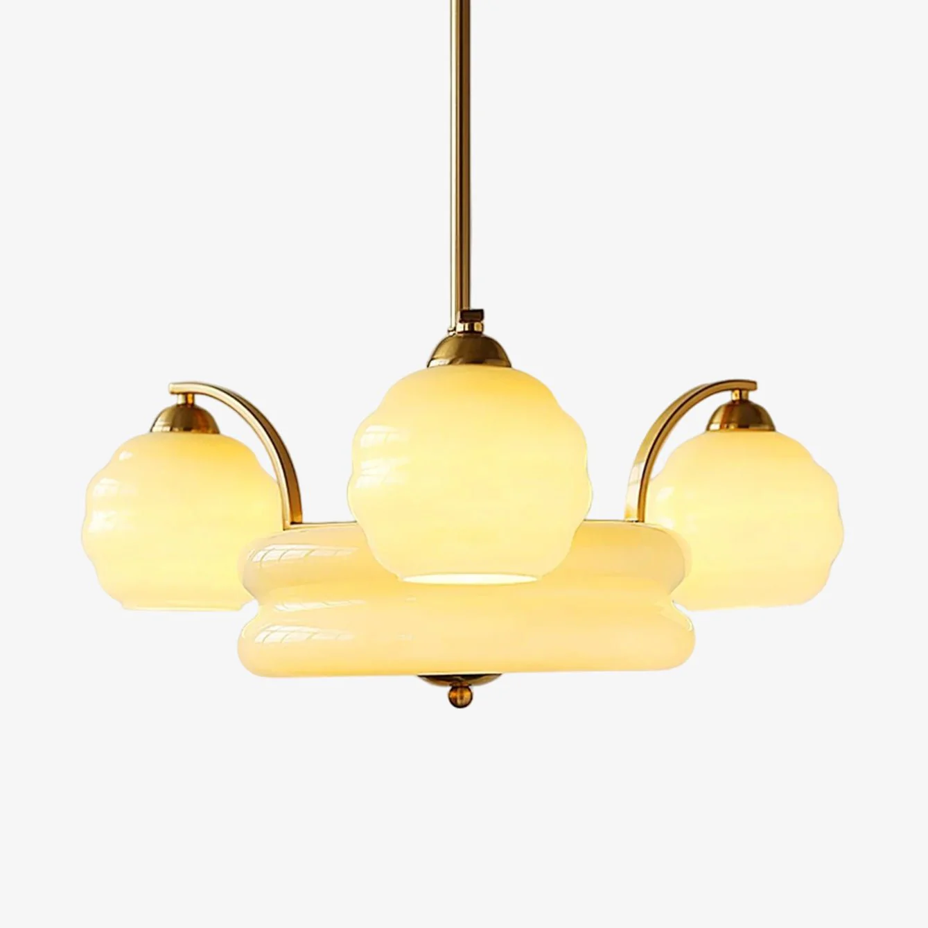 Люстра Art Deco Vintage - 3+1 плафона ∅62см x 28см, золотой, белый