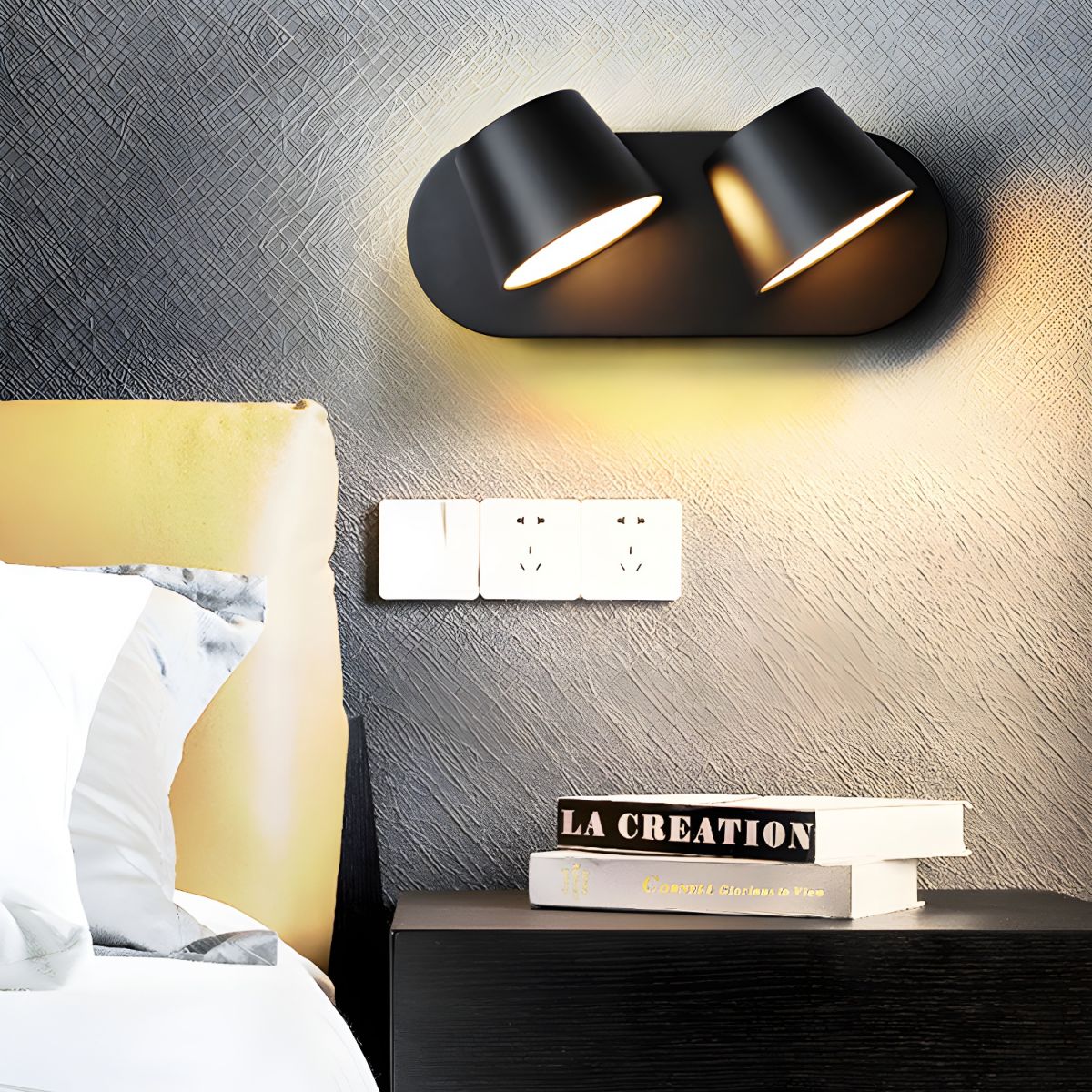 Настенный светильник Angle Adjustable Reading - 1 источник света ∅12см х 12см, черный, теплый свет