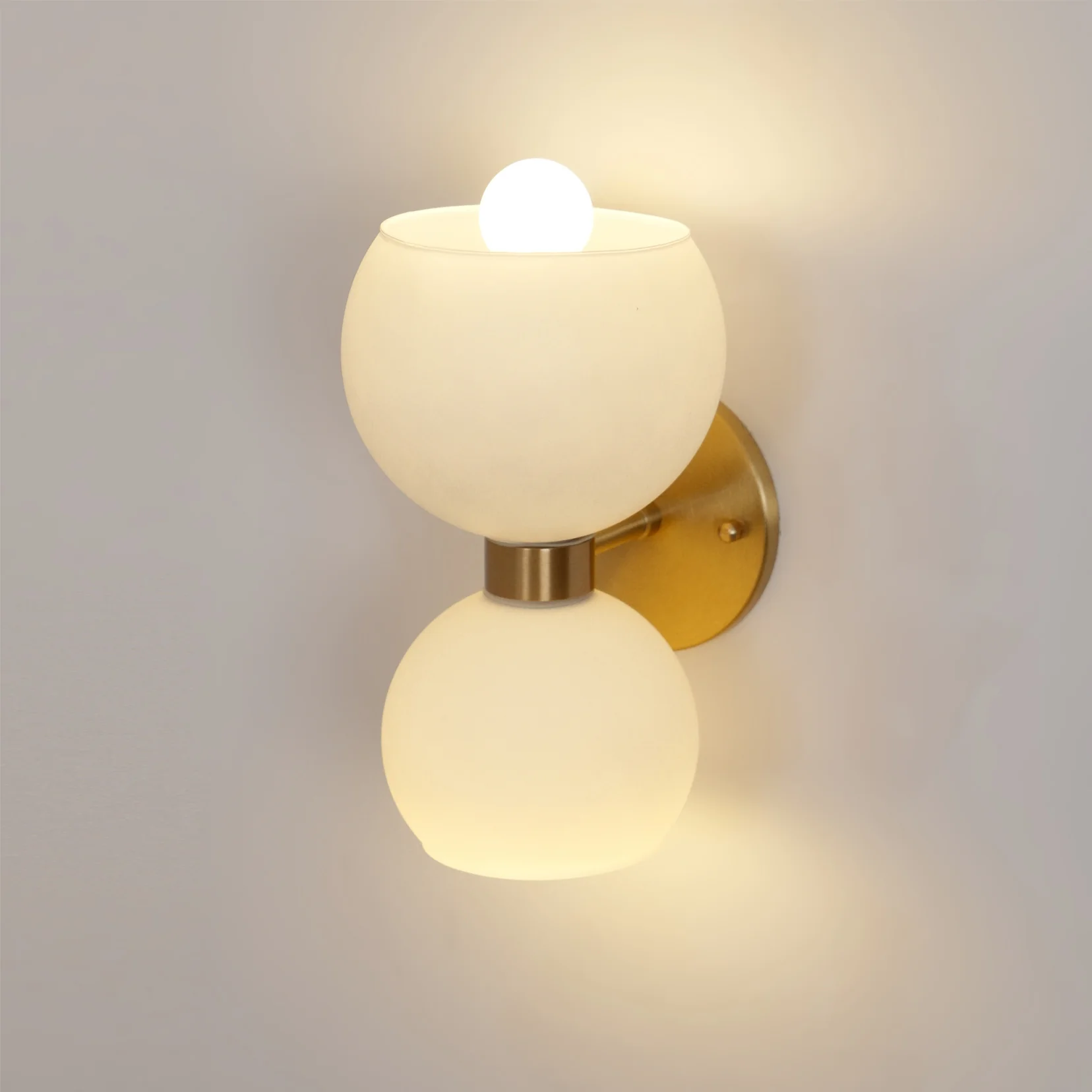 Round Pearl Sconce - Set of 2 / Brass / Smoke grey
