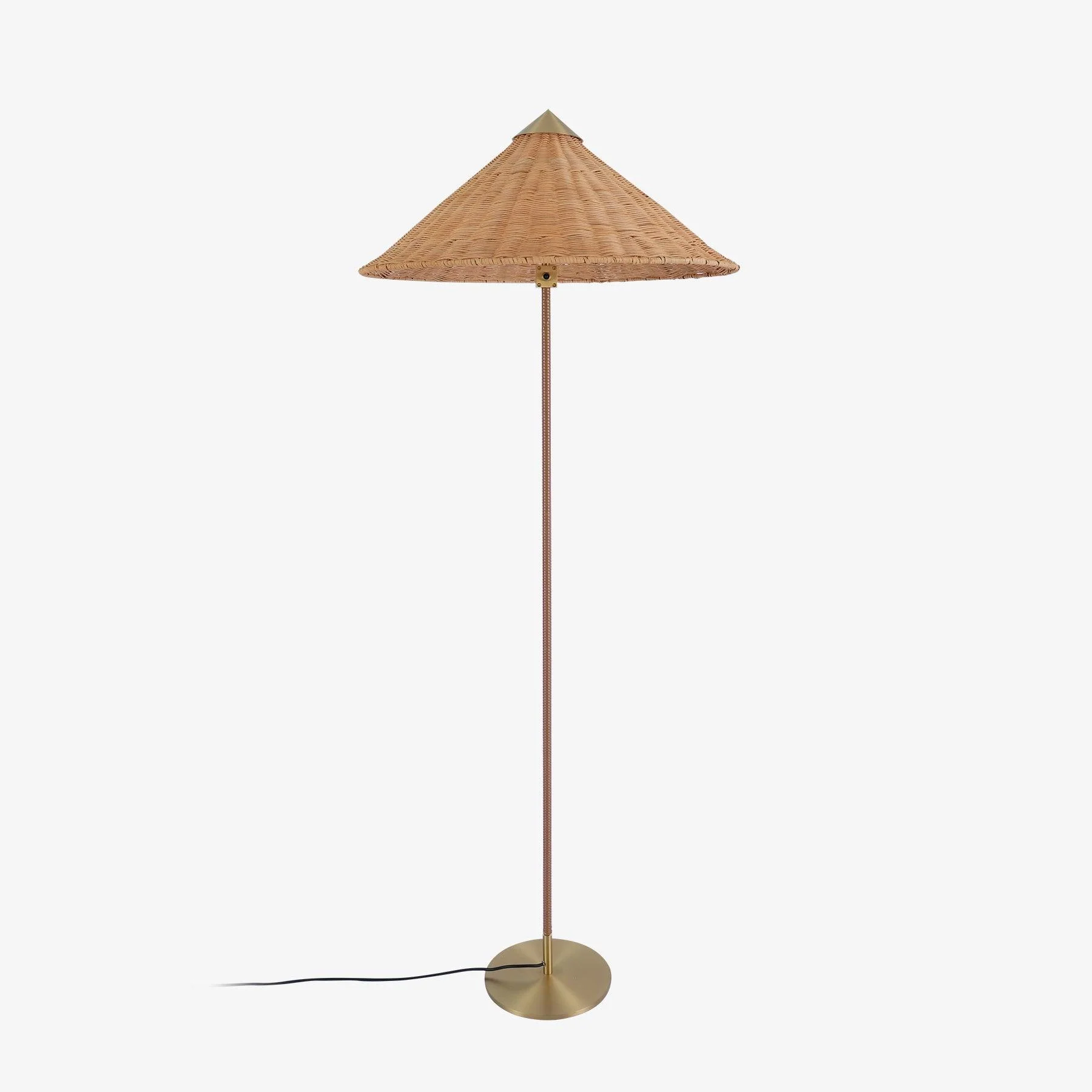 Tynell  Floor Lamp - ∅ 24.8″ x H 60.6″ / Dia 63cm x H 154cm / Natural rattan shade / UK plug
