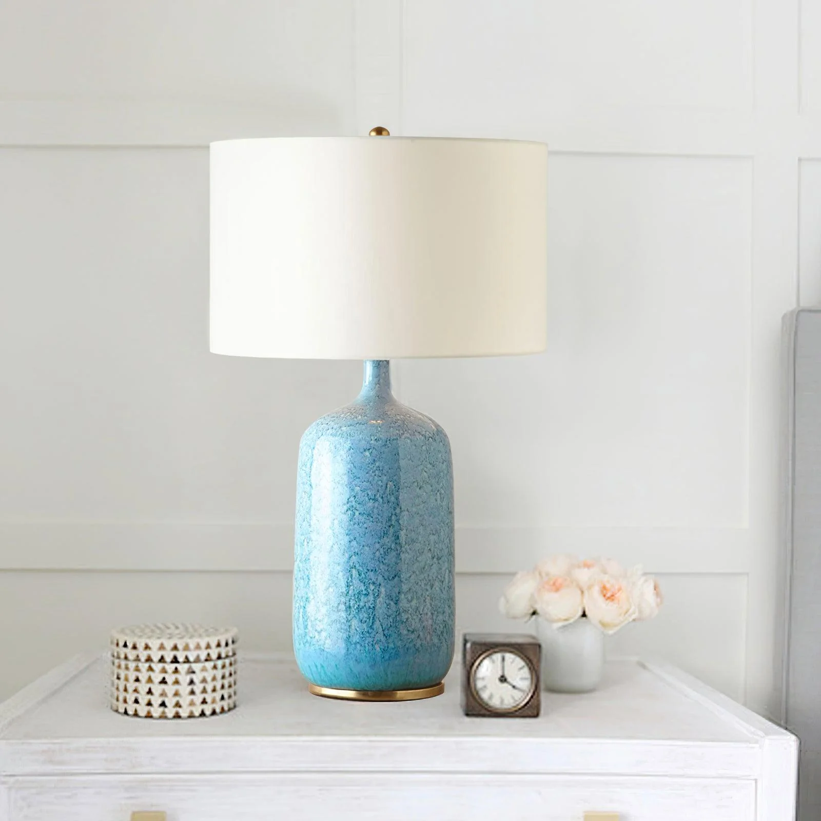 Culloden Table Lamp - ∅ 15″ x H 26.8″ / Dia 38cm x H 68cm / Blue & White / AU plug