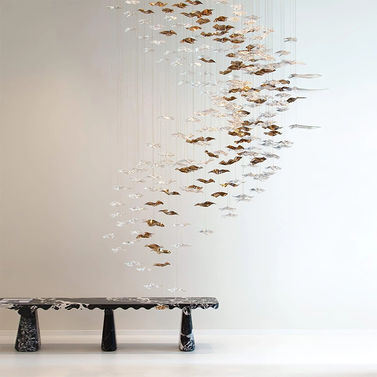 Люстра Tidal Art Glass - 240см x 60см x 200см, прозрачный, золотой, теплый свет