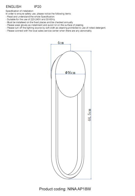 Бра Crystal Lux NINA NINA AP18W LED BRASS