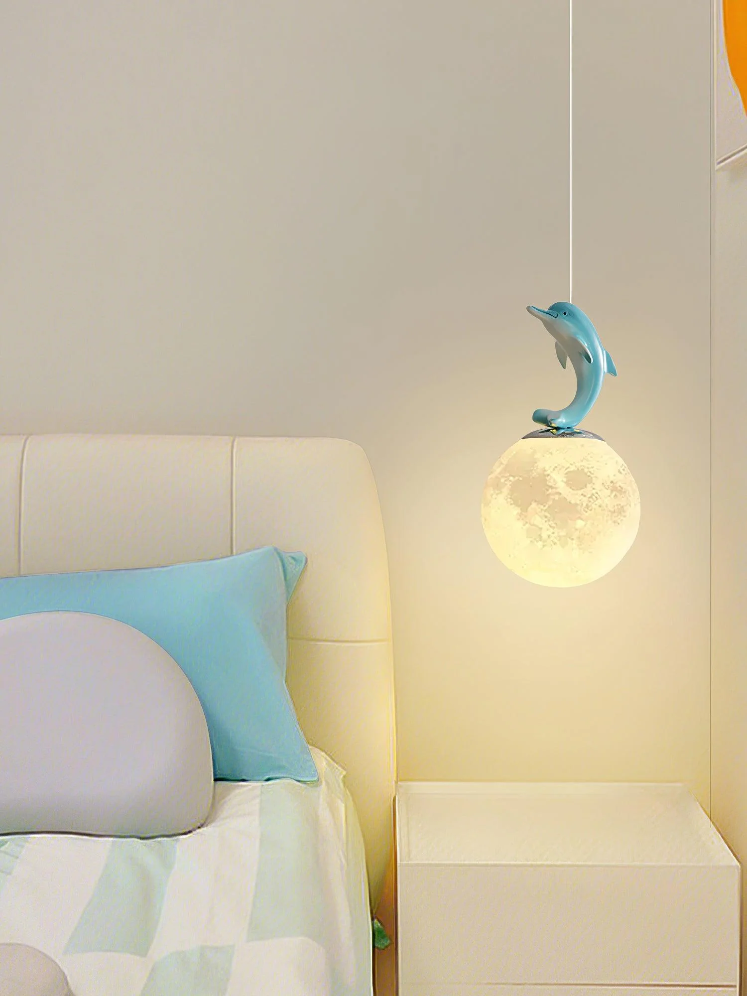Подвесной светильник Animal And Moon - White dolphin ∅15см х 27см, хром