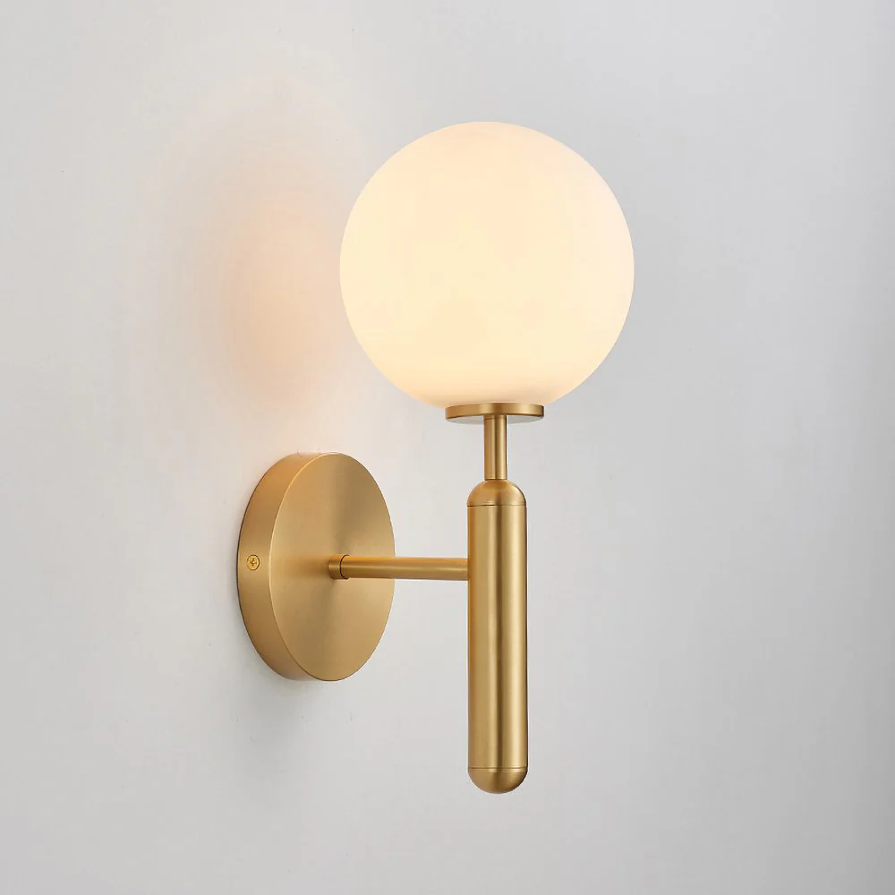 Nordica Wall Lamp - ∅ 5.9″ x H 13.4″ / Dia 15cm x H 34cm Set of 2 / Brass / White