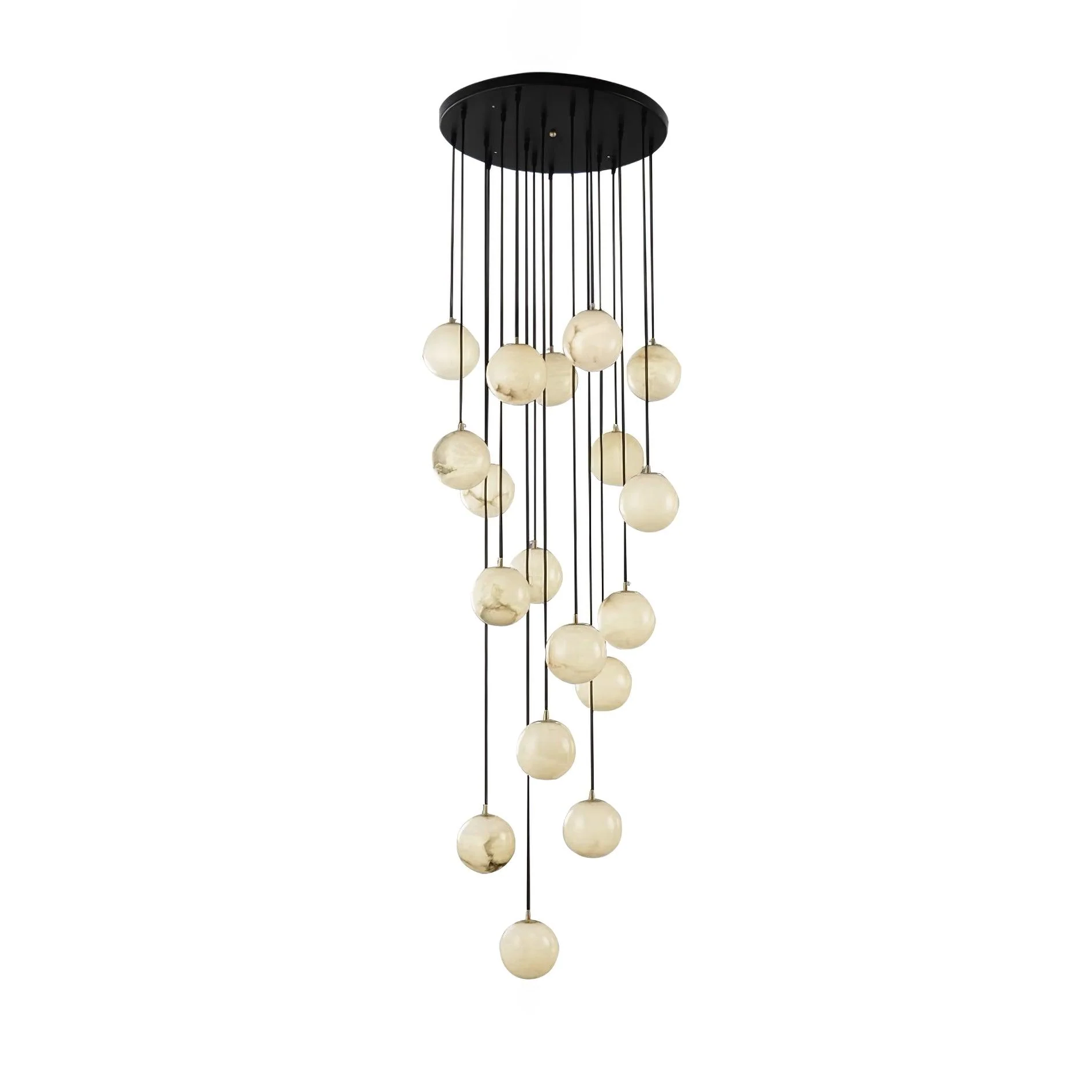 Люстра Alabaster Balls Cluster - 9 подвесов 40см x 40см x 200см, черный, белый