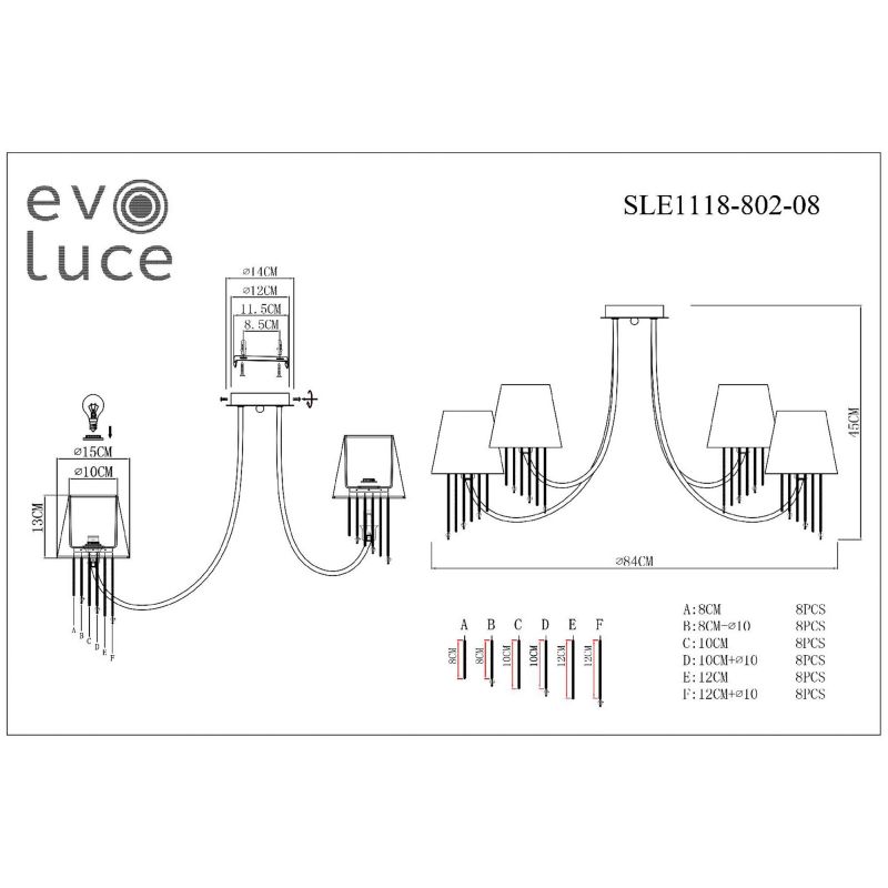 Люстра потолочная EVOLUCE ALLURIA SLE1118-802-08