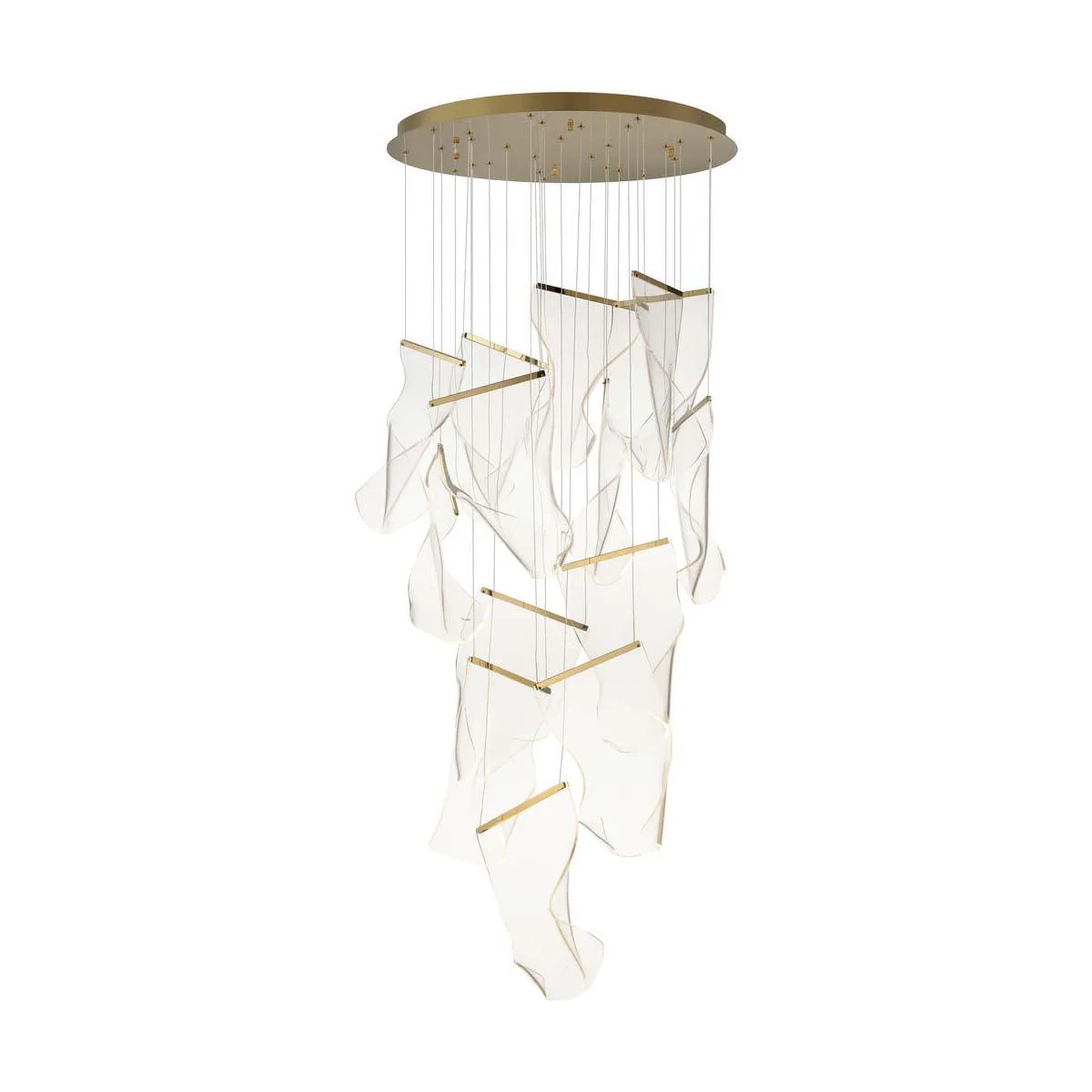 Люстра Acrylic LED - 3 подвеса, ∅35см х 150см, золотой