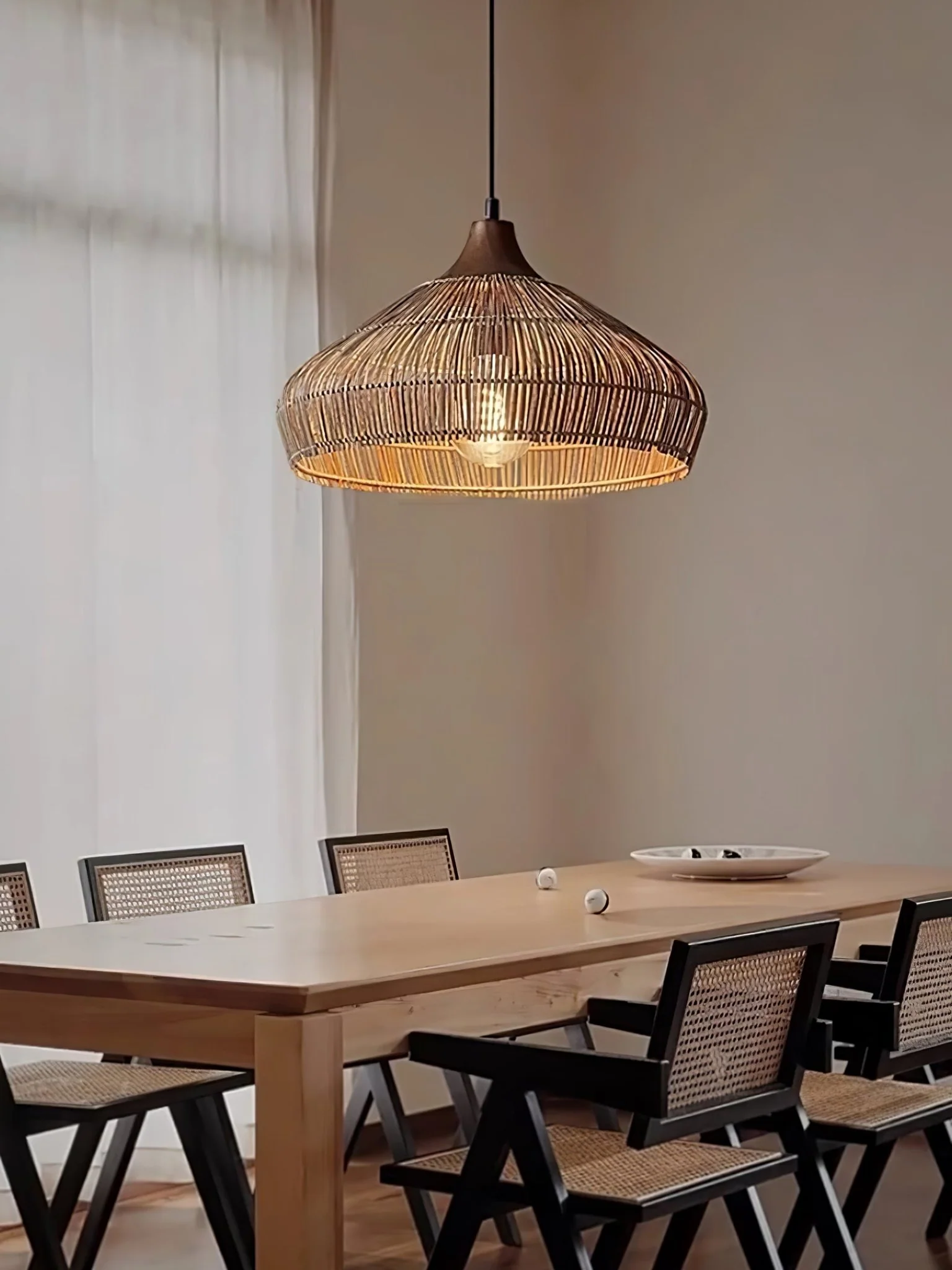Подвесной светильник Wicker Rattan - ∅80см х 150см, натуральный ротанг