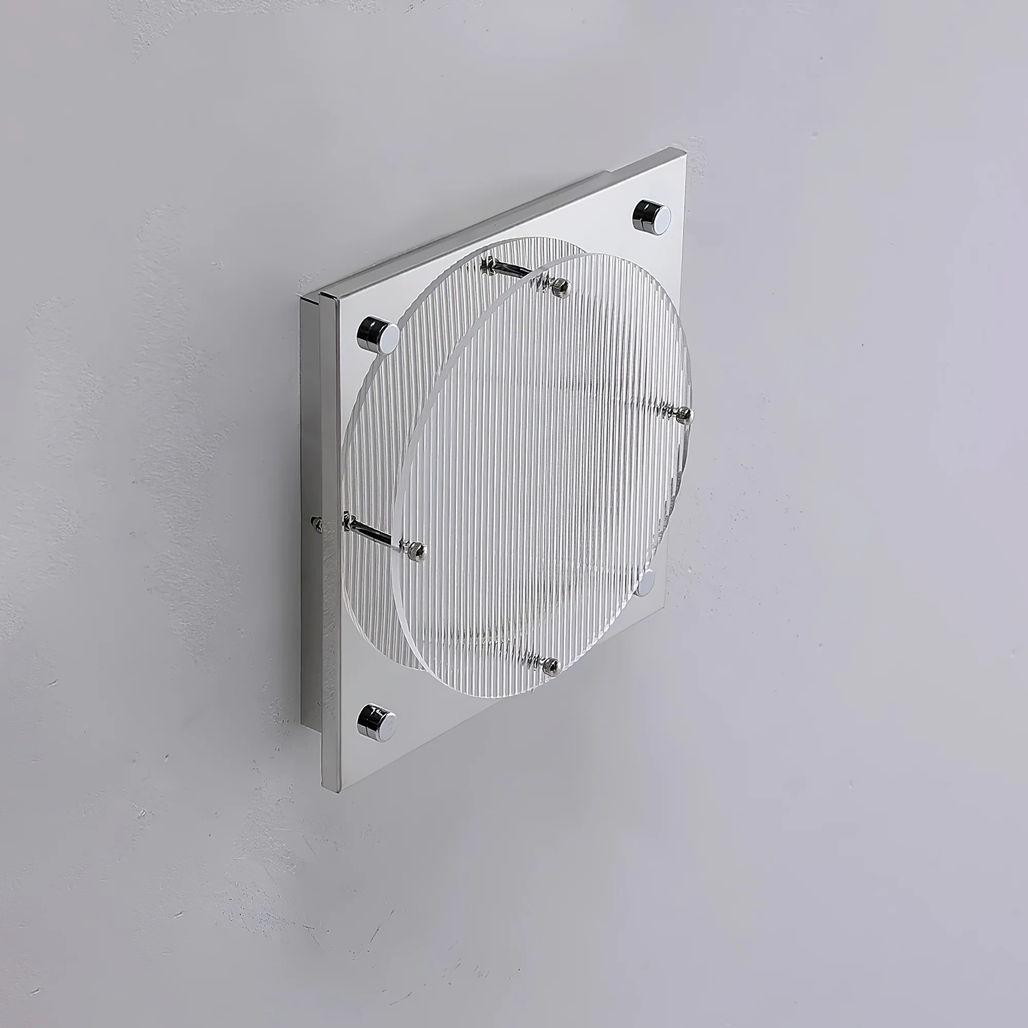 Настенный светильник Prism Shield - ∅24см x 24см, хром, теплый свет