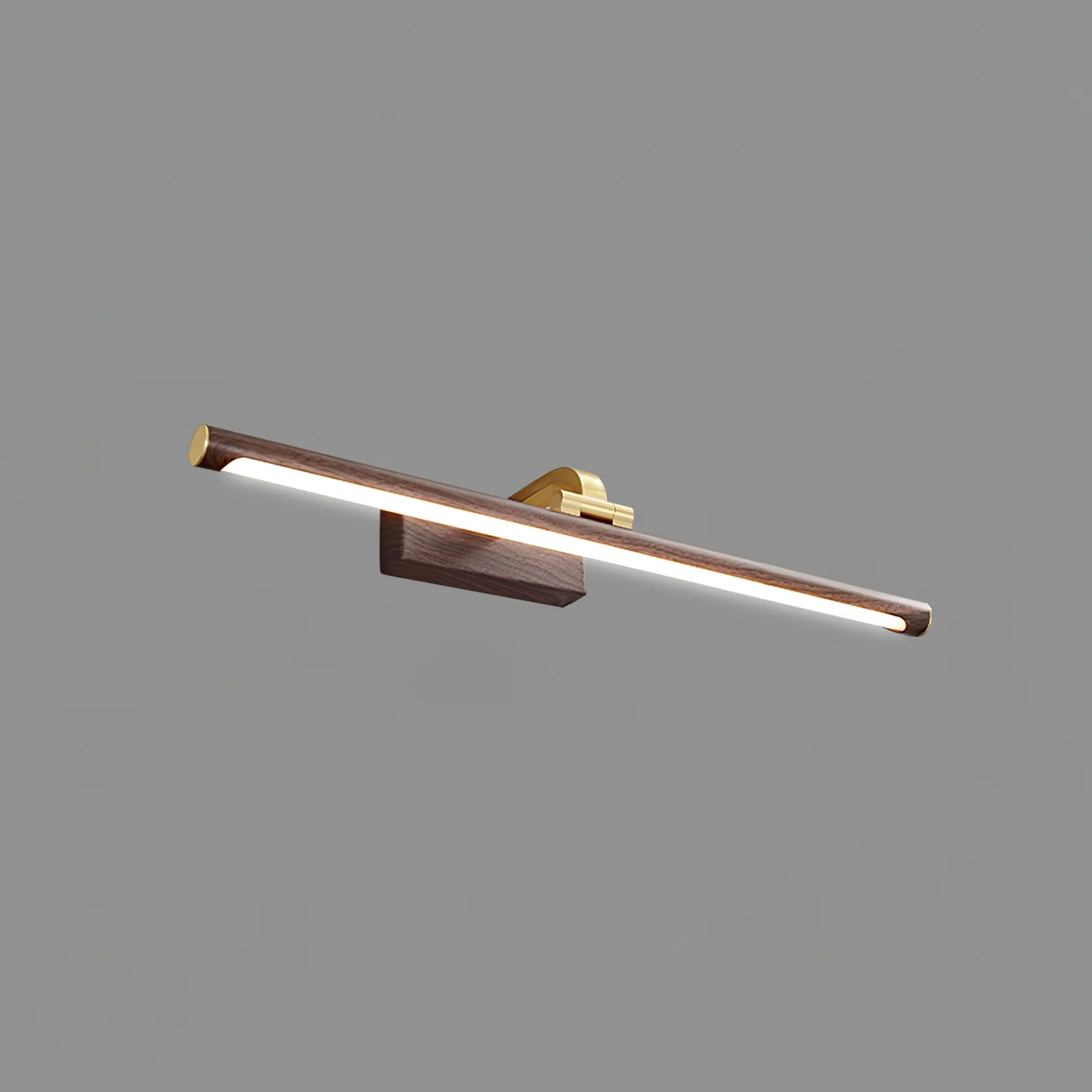 Walnut Color Linear LED Wall Light - ∅ 15.7″ x H 3.3″ / Walnut Color & Warm Light / Set Of 2