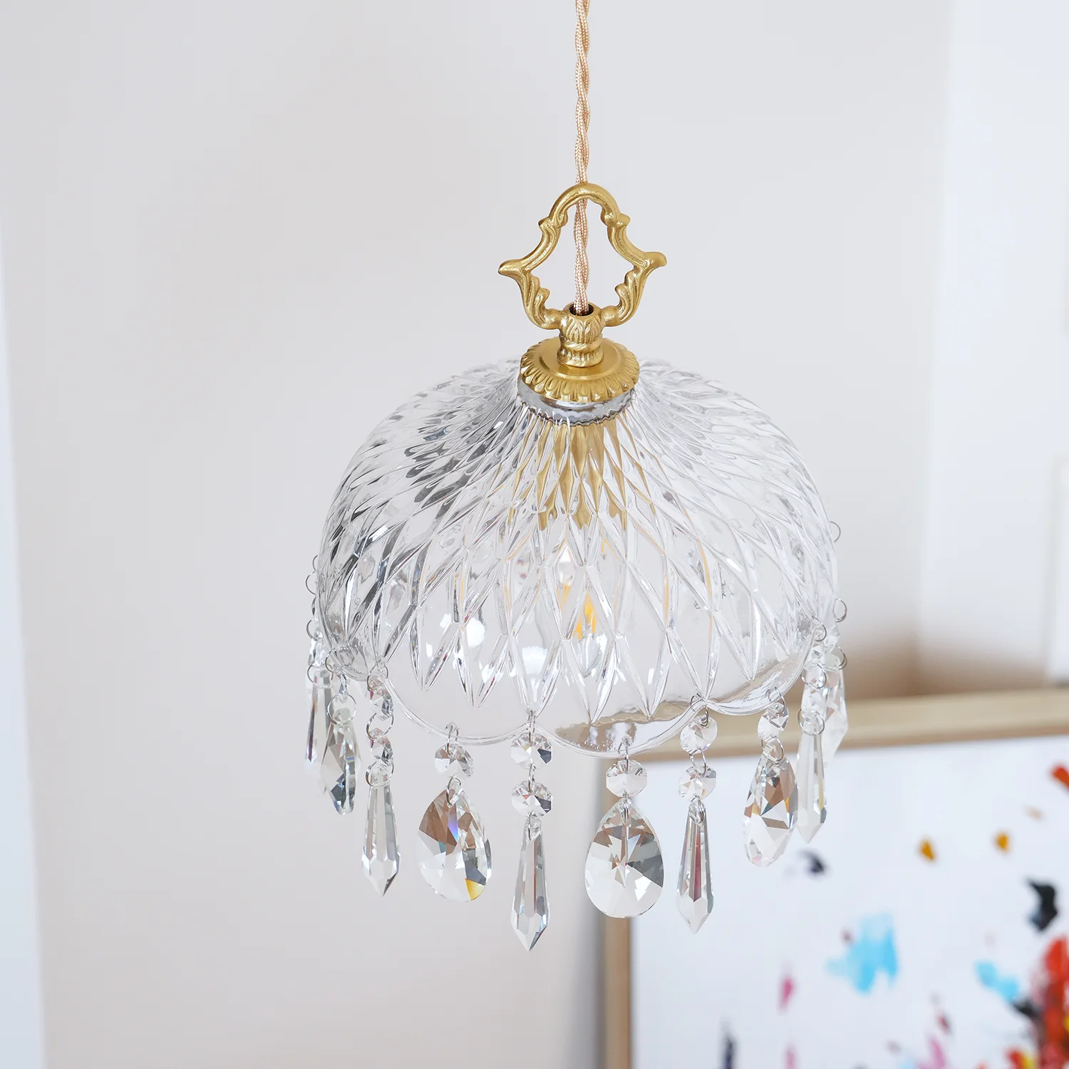 Подвесной светильник Bowl Shade - ∅20см x 20см, латунь, прозрачный