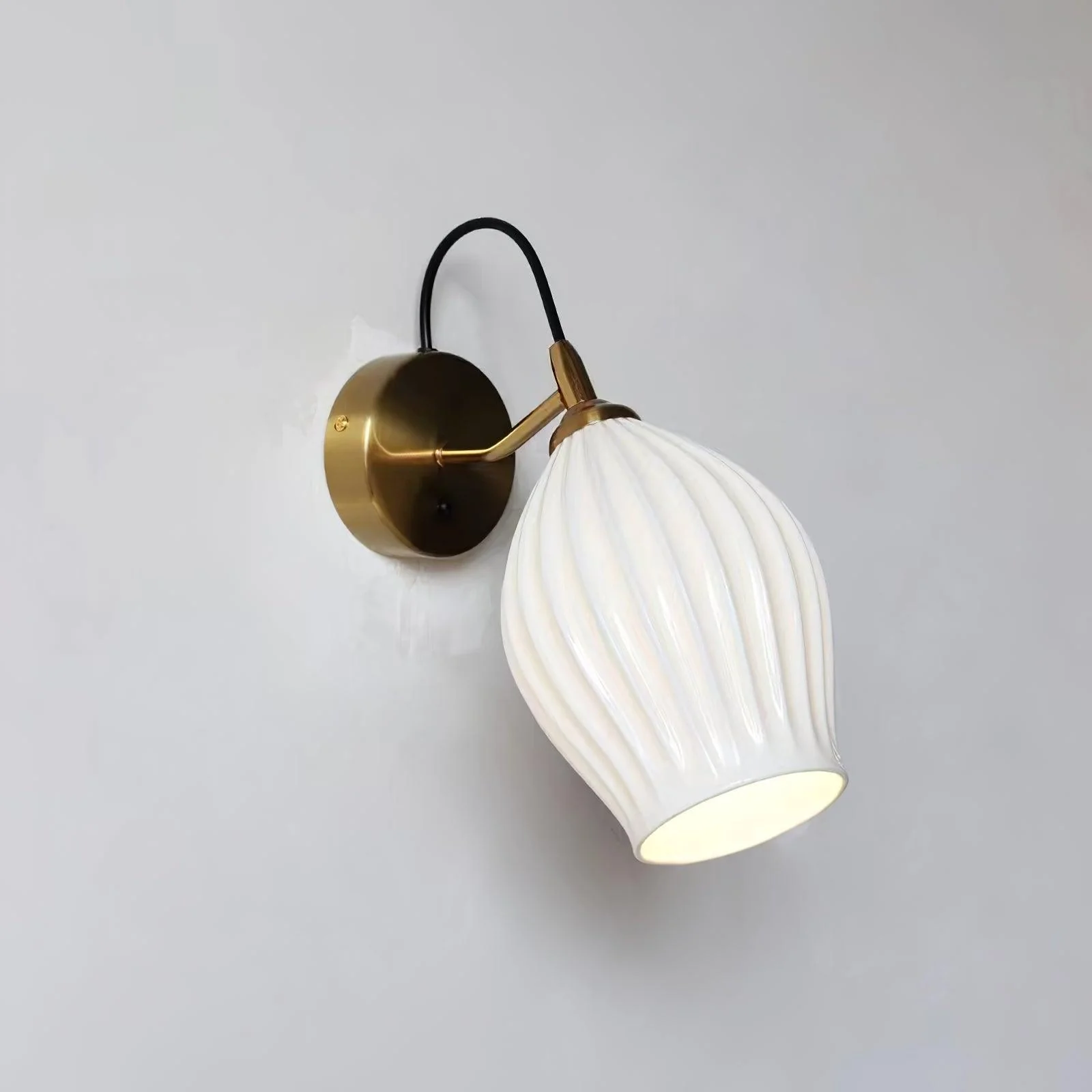 Ceramic Ribbed Wall light - Set of 2 / Copper