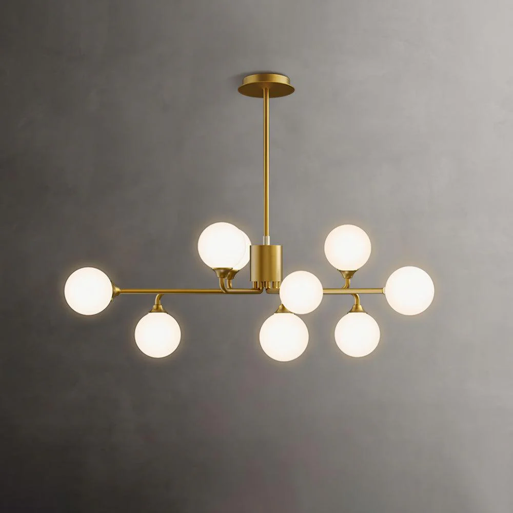 Люстра Staggered Glass Globes - 12 подвесов ∅113см x 29см, золотой, белый