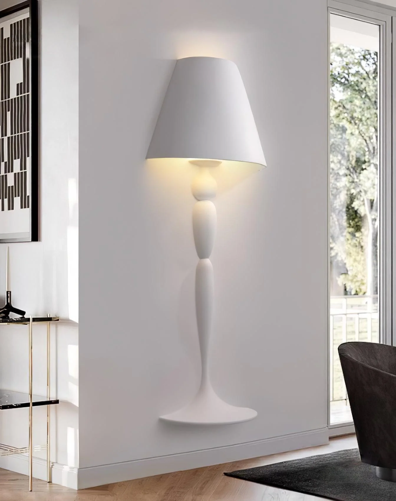 Plaster Picture Wall Lamp - ∅ 15.6″  x H 25.8″ / Dia 39.5cm x H 65.5cm Set of 2 / White / Cool Light