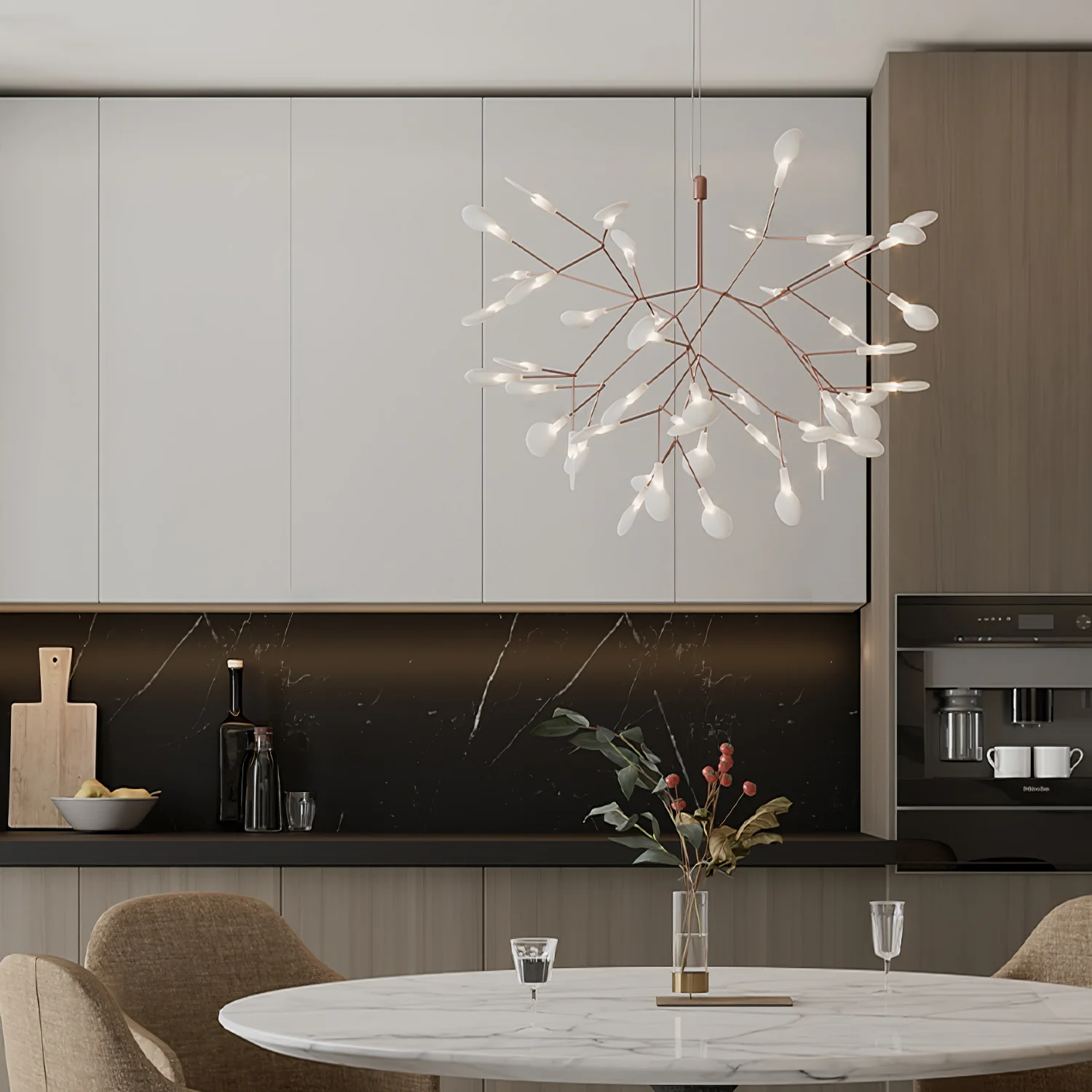 Люстра Rose Gold Firefly LED - 81 источник света ∅100см x 40см, розовое золото, холодный свет