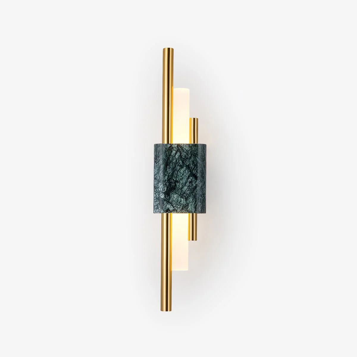 Tanto Plug In Wall Light - ∅ 3.9″ x H 19.7″ / Dia 10cm x H 50cm Set of 2 / White Marble & Gold / EU Plug