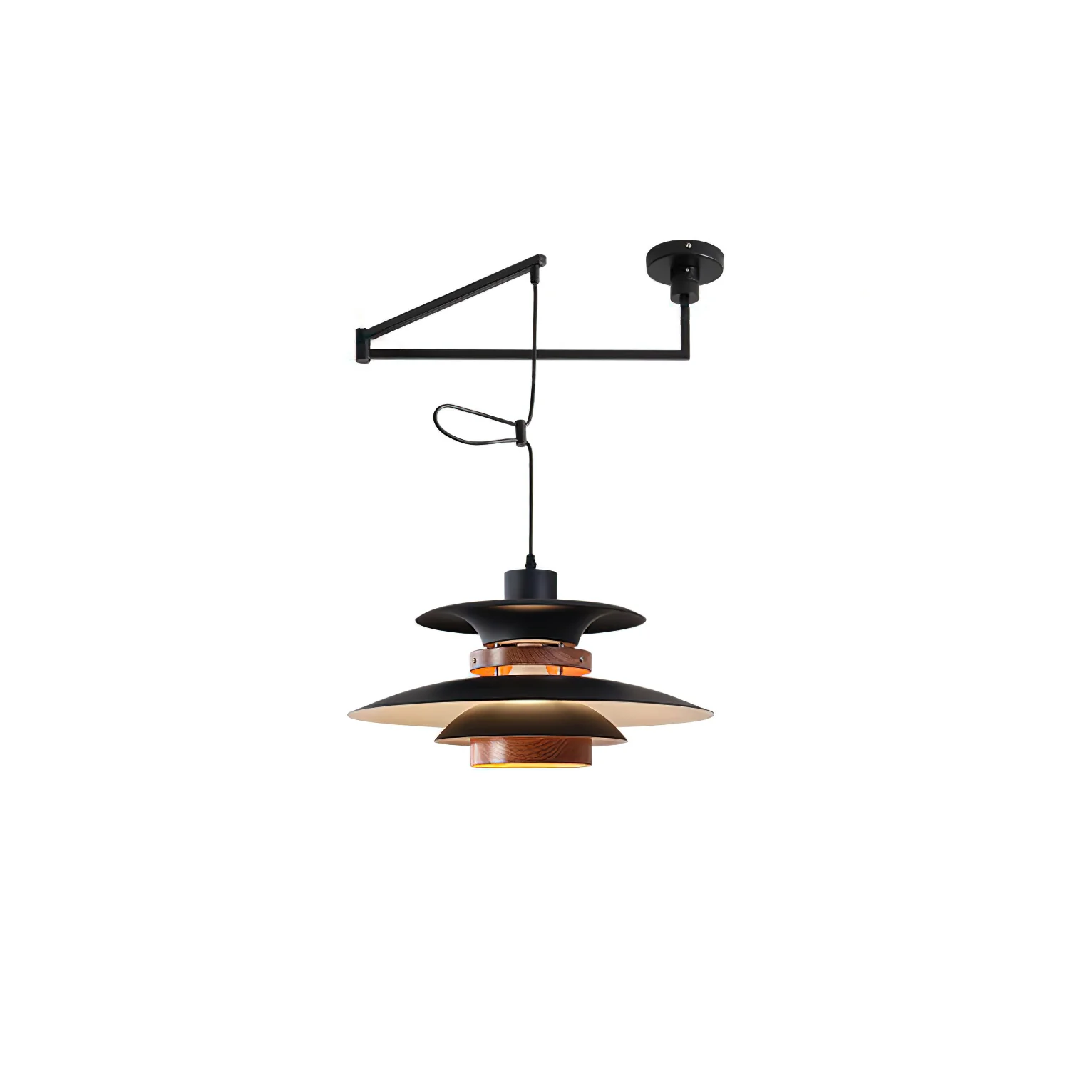 Подвесной светильник Mercero Swing Arm - ∅35см x 20см, бежевый, орех