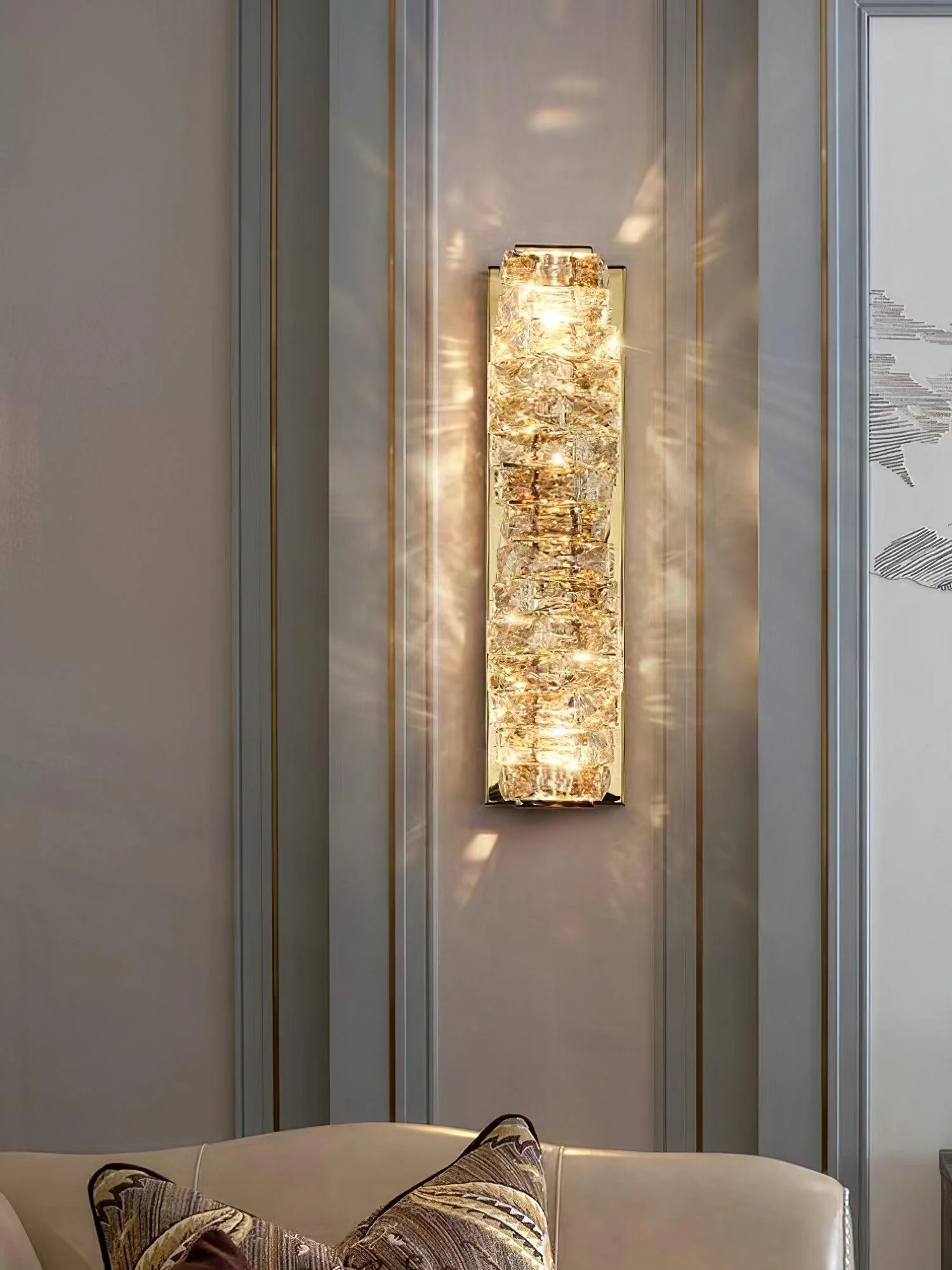 Настенный светильник Laminated Crystal - ∅12см х 46см, хром, холодный свет