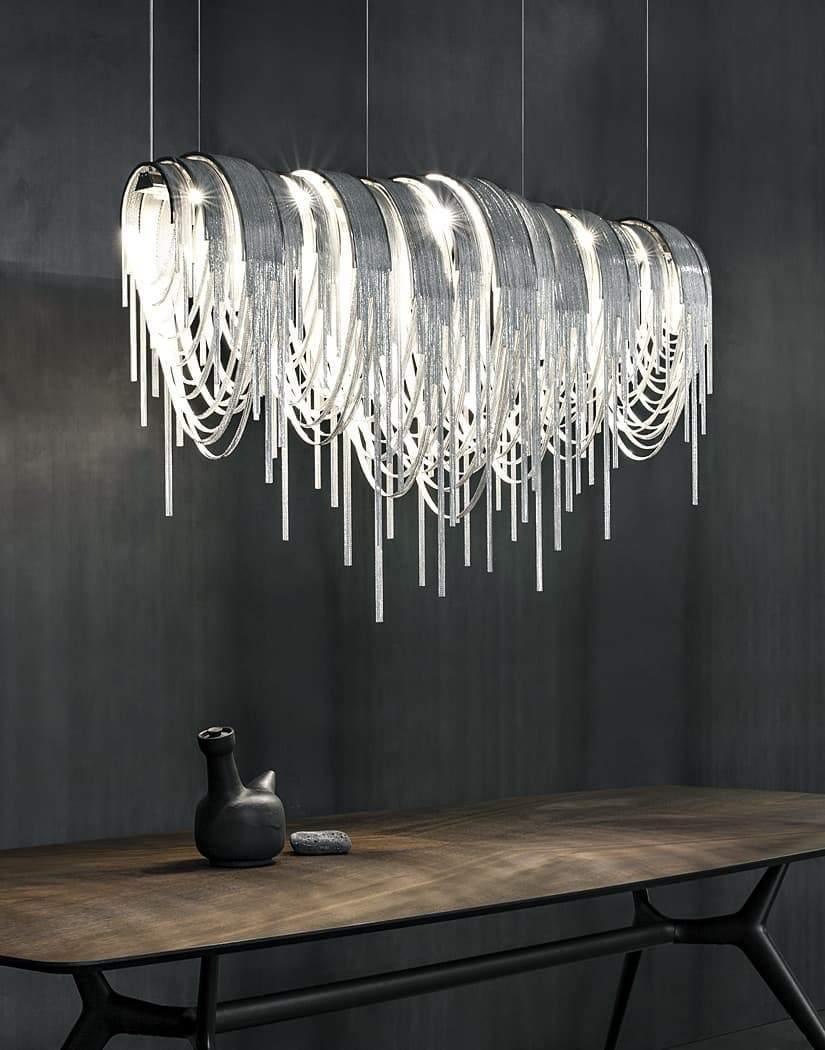 Люстра Length Chains - длинная, 181см x 42см x 78см, розовое золото