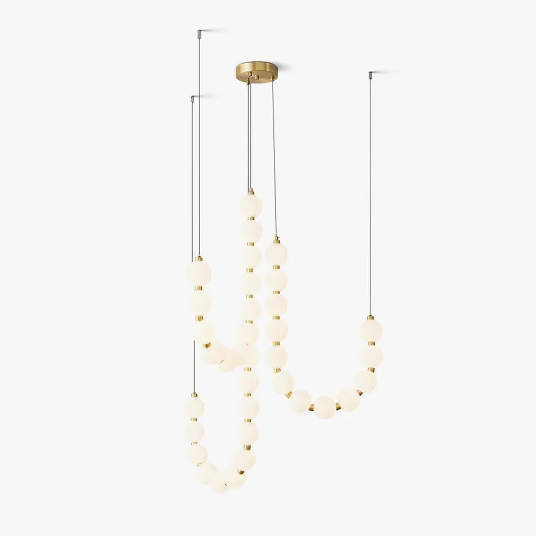 Люстра Glass Pearl Necklace - ∅56см x 90см, латунь, белый, холодный свет