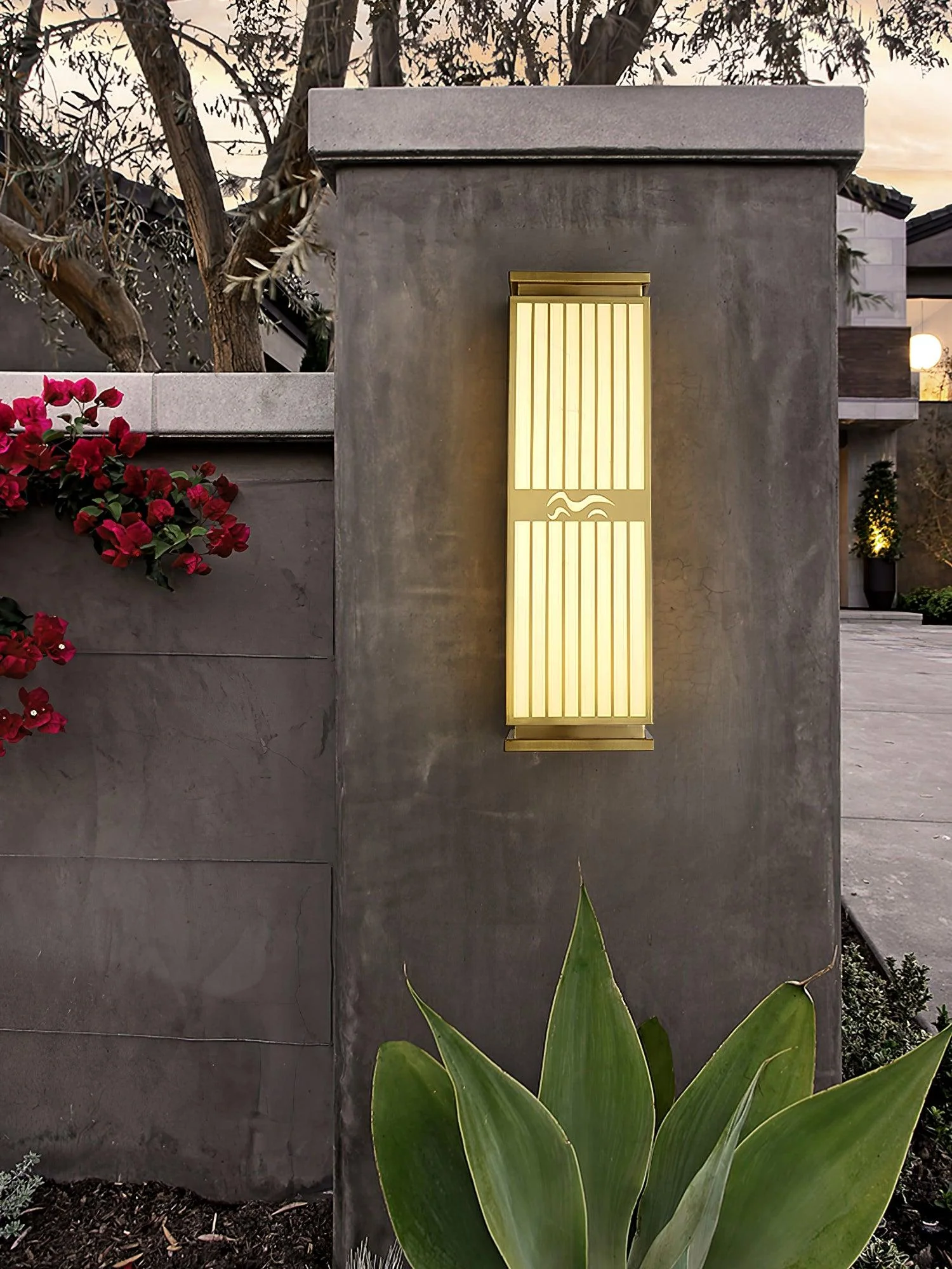 Doots Outdoor Wall Light - Set of 2 / Gold & White / Warm Light