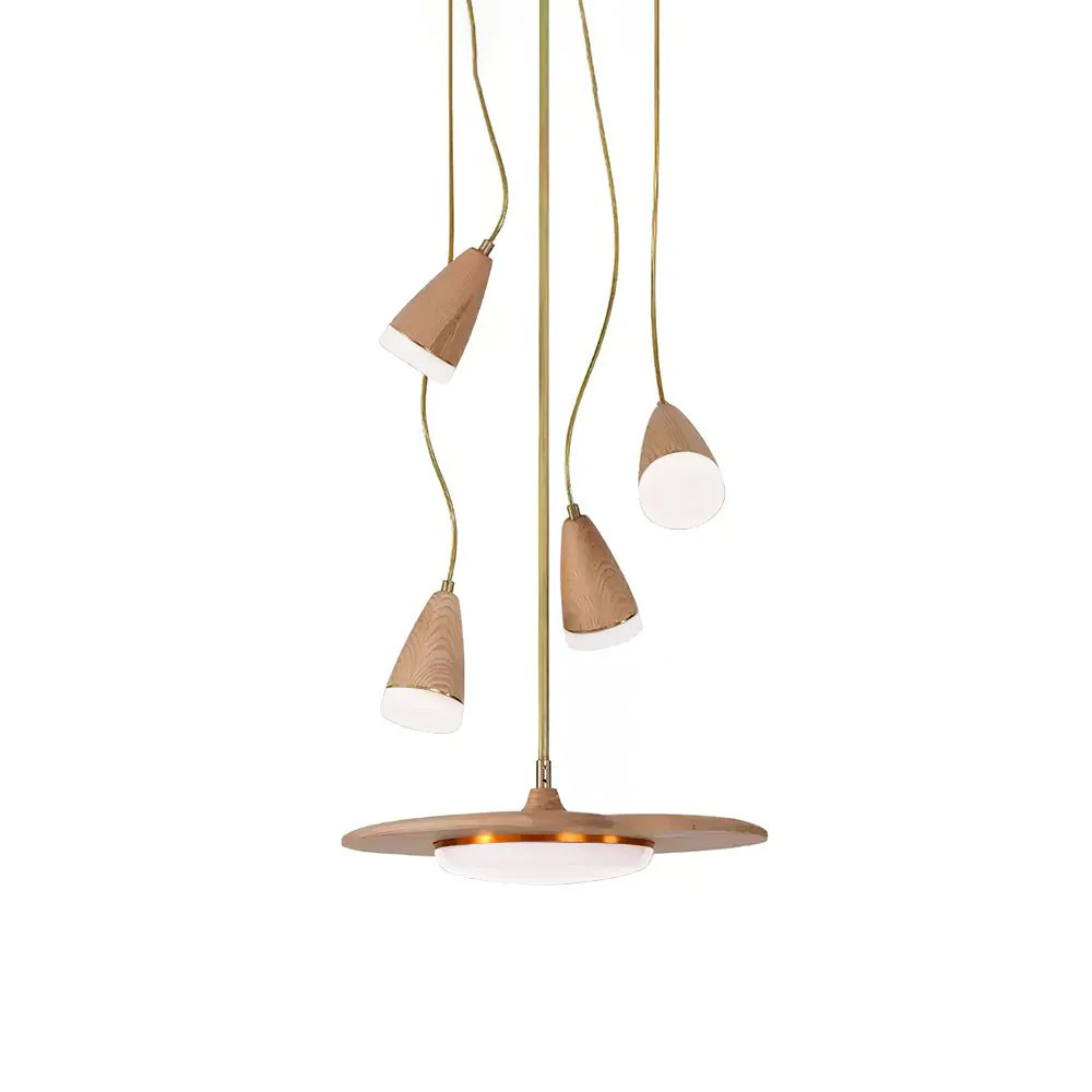 Люстра Calder Blossom - 1 подвес ∅38см x 100см, орех, теплый свет