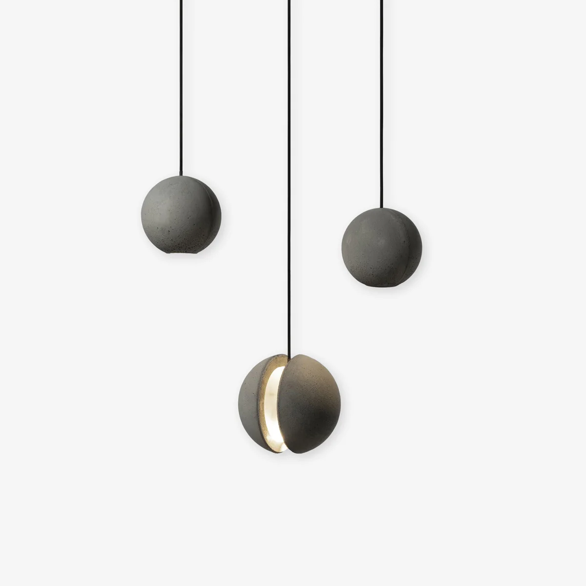 Подвесной светильник Moon Concrete - 2 плафона ∅24см x 150см, серый