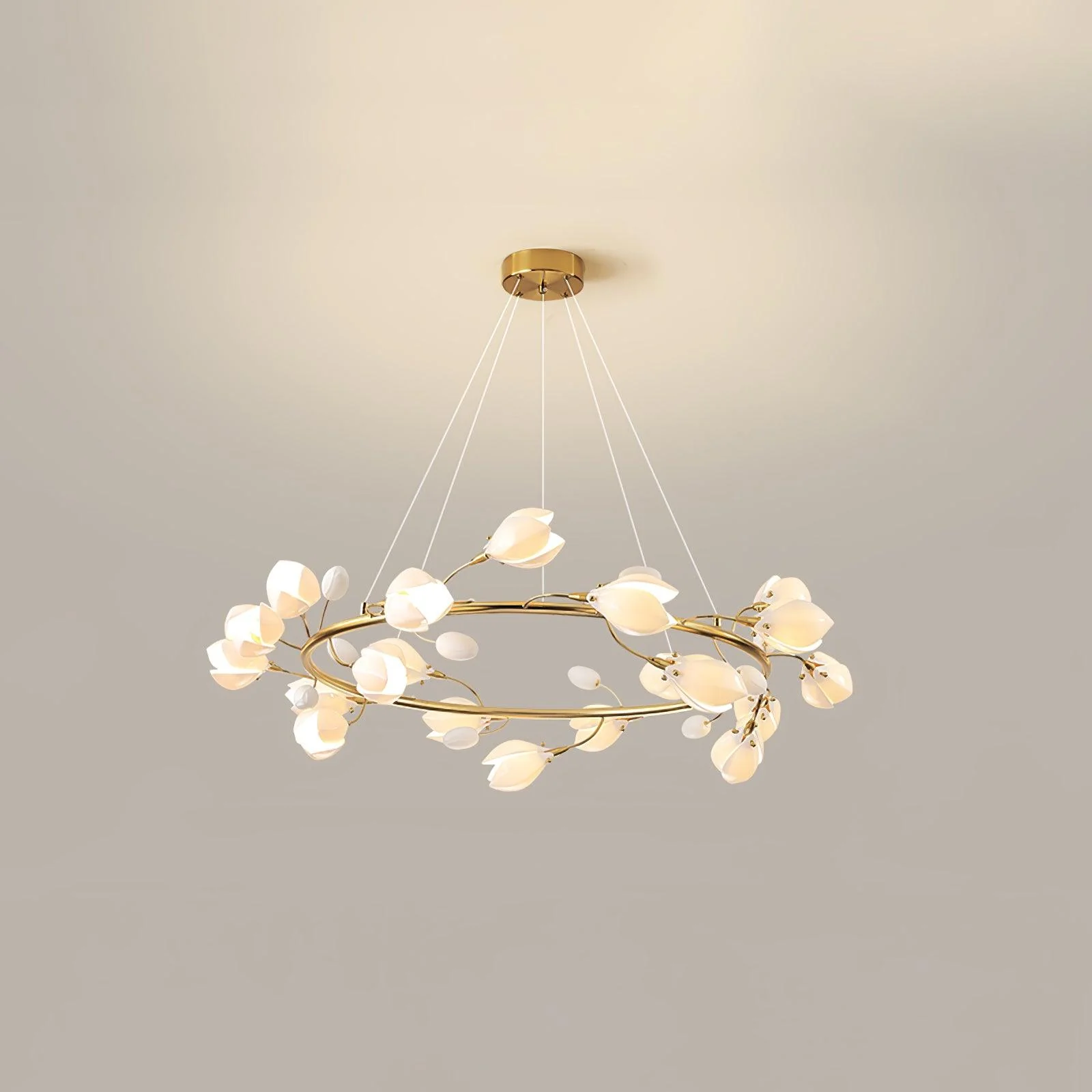 Люстра Porcelain Magnolia - 5 плафонов 50см x 40см x 30см, золотой, белый