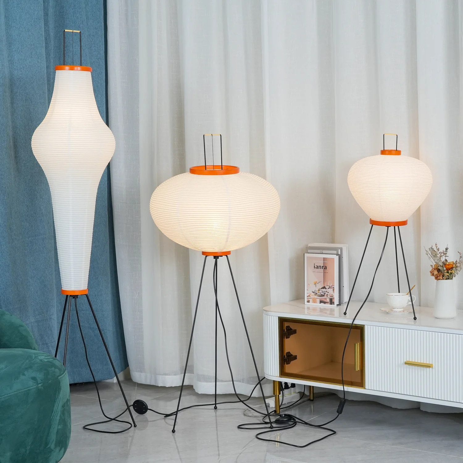 Торшер Akari 10A - ∅50см x 120см, белый