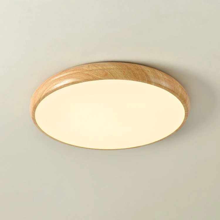 Потолочный светильник Wood Grain Round - модель A ∅30см x 9см, орех, белый, теплый свет