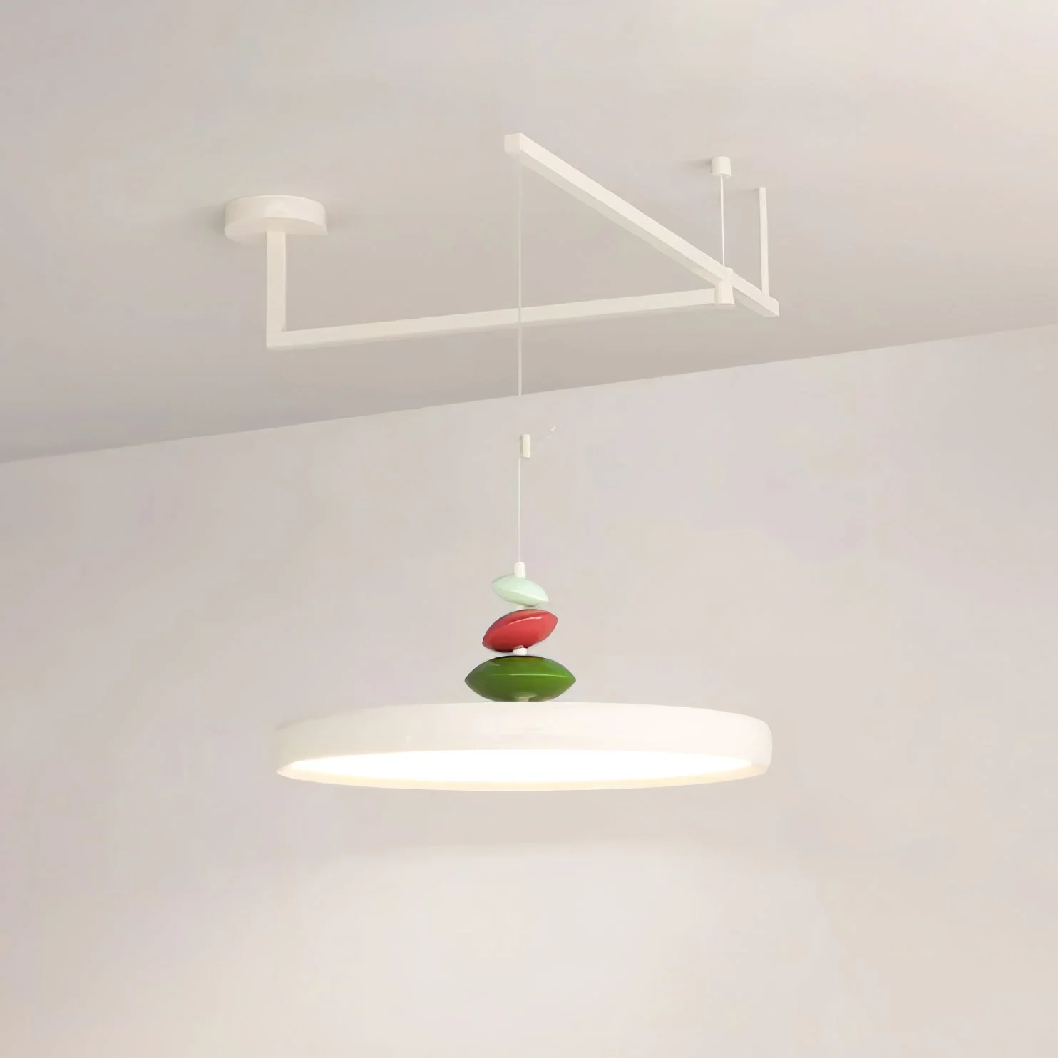 Подвесной светильник Swing Arm Stone - ∅50см x 20см, зеленый, холодный свет