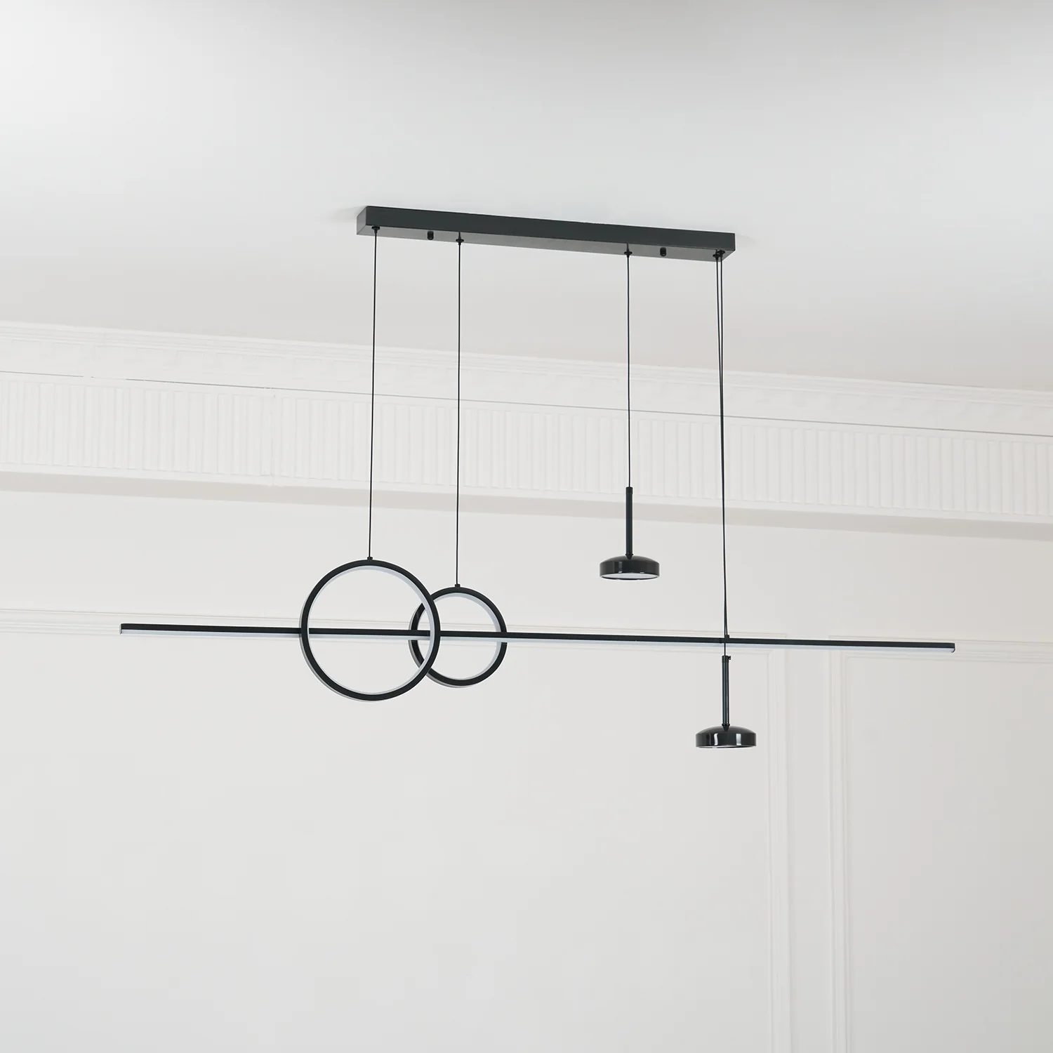 Люстра Modern Geometric Shape - 140см x 28см, латунь, теплый свет