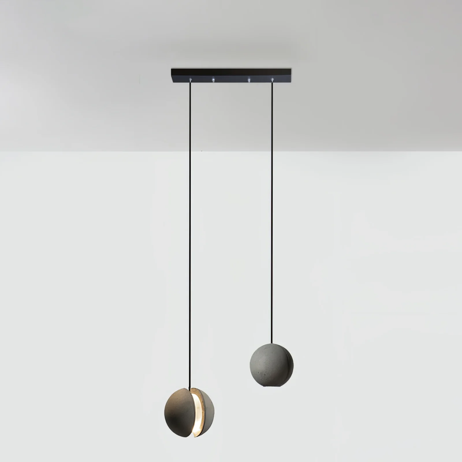 Подвесной светильник Moon Concrete - 2 плафона ∅24см x 150см, серый