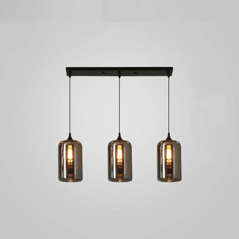Подвесной светильник Bottle Glass Combo1 Rectangle - 12 подвесов, 150см x 20см, дымчато-серый, черный