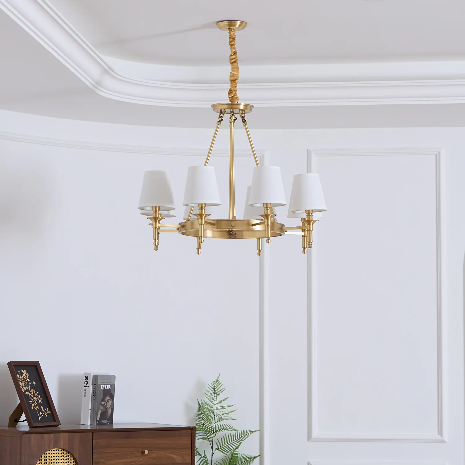 Люстра Antique Brass - 10 источников света ∅106см x 55см, полированная латунь