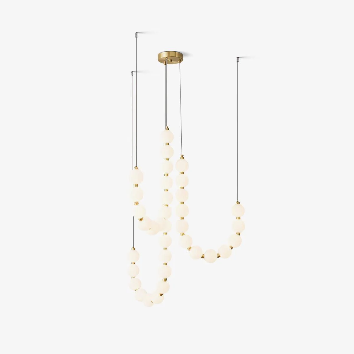 Люстра Glass Pearl Necklace - ∅56см x 90см, латунь, белый, холодный свет