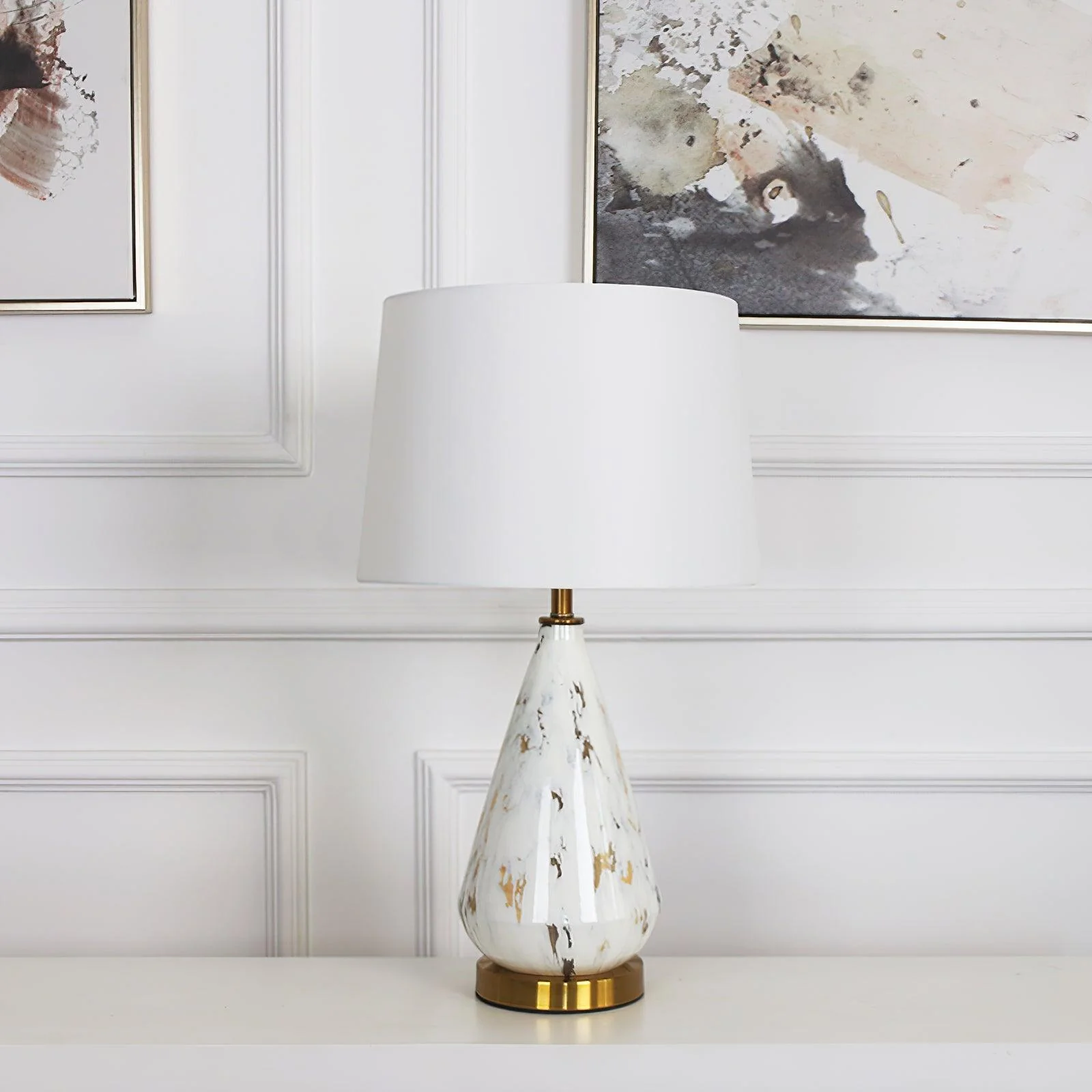 Marble Diamond Table Lamp - ∅ 13.8″ x H 24.8″ / Dia 35cm x H 63cm / Black / US plug