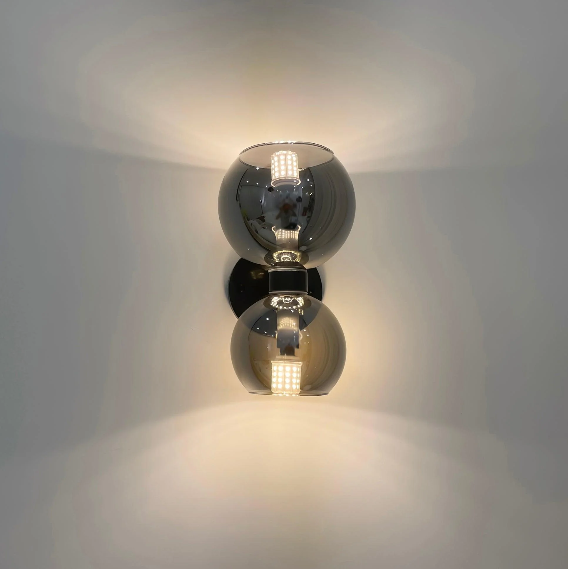Round Pearl Sconce - Set of 2 / Brass / Smoke grey