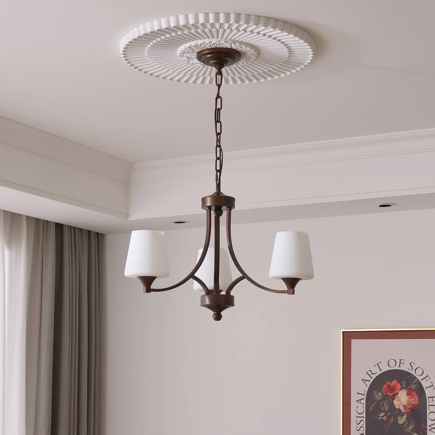 Люстра Ardena Classic - 3 источника света ∅60см x 40см, темно-коричневый, белый