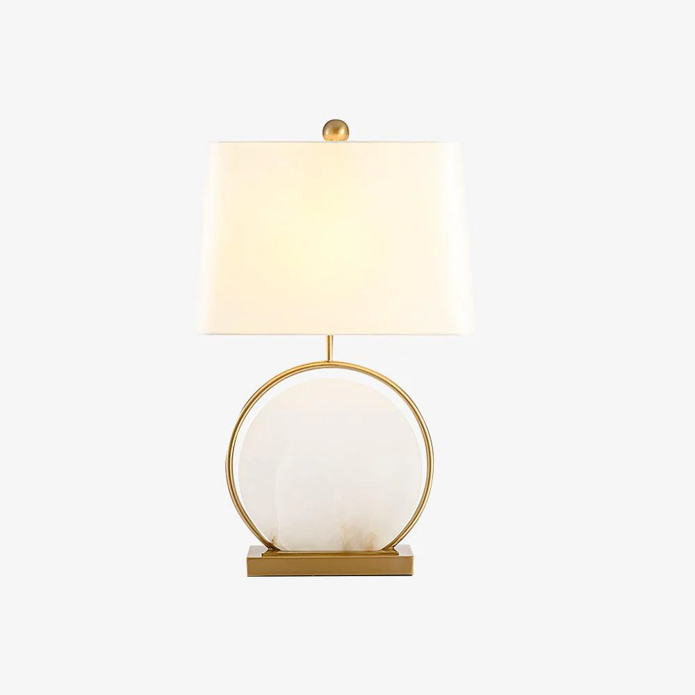 Roma White Marble Table Lamp - ∅ 14.9″ x H 24.4″/ Dia 38cm x H 62cm / Gold & White Alabaster / US plug