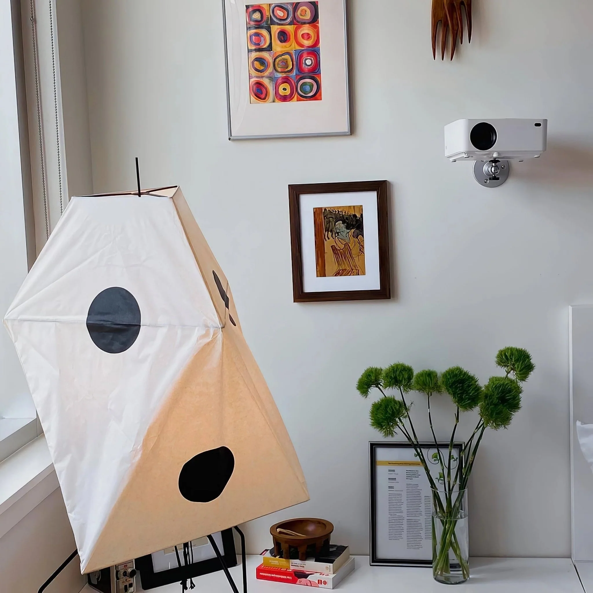 Торшер Origami Lantern - ∅56см x 34см, черный, белый