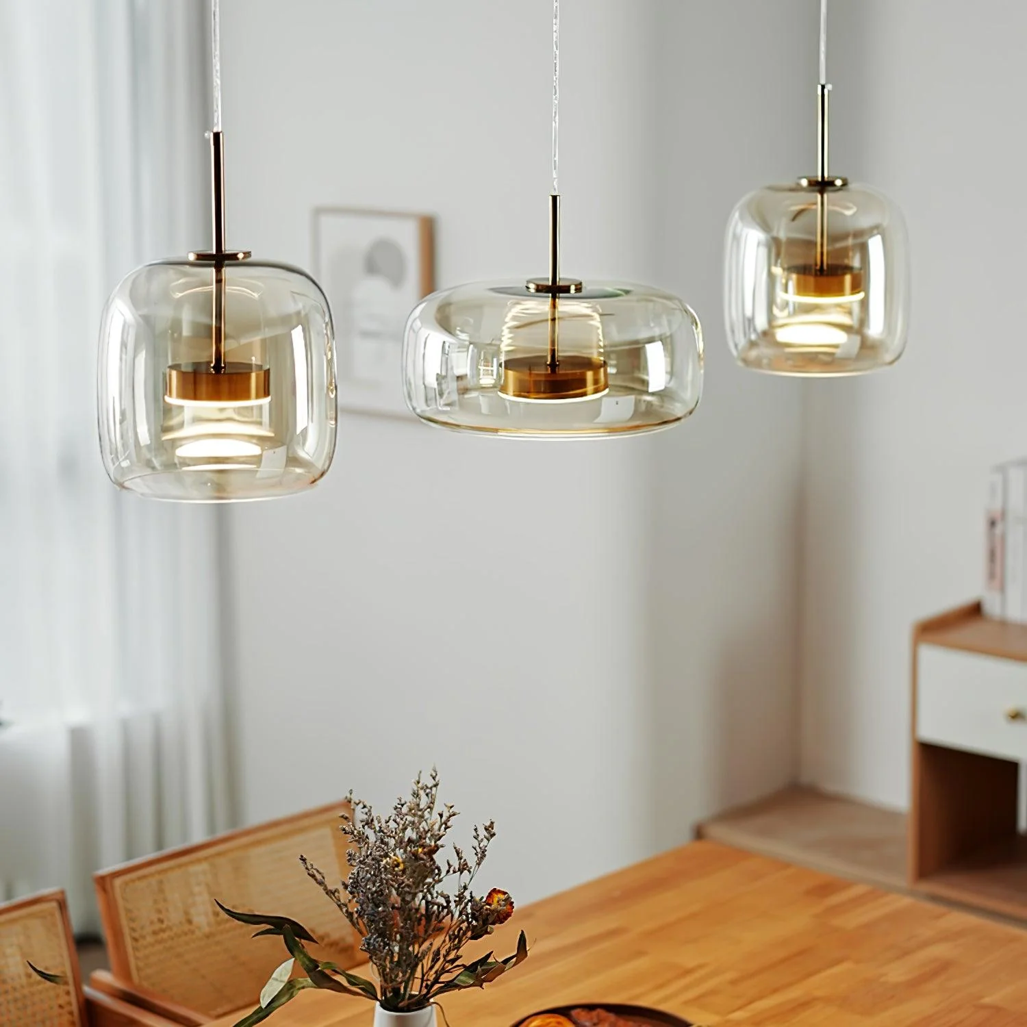 Подвесной светильник Metro Sphere Glass - ∅26см x 25см, черный, дымчато-серый, теплый свет