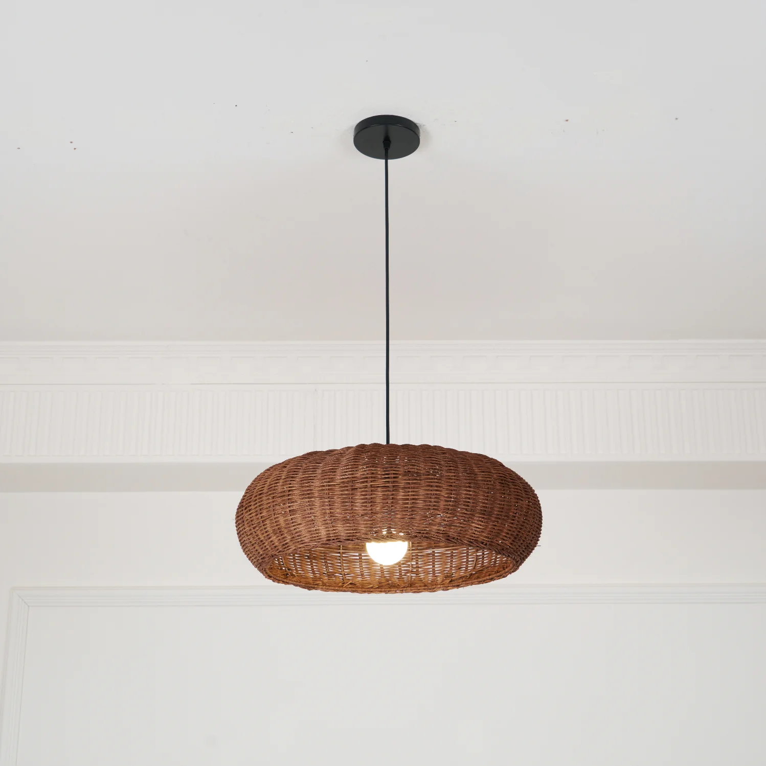 Подвесной светильник Vintage Rattan - ∅48см x 20см, коричневый